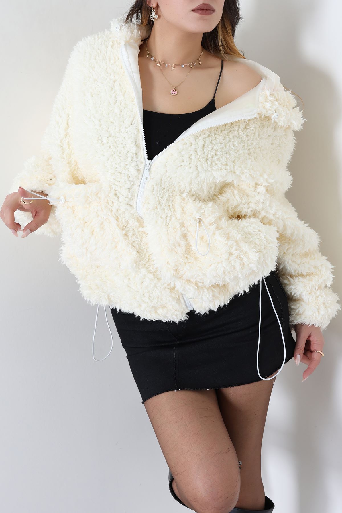 Sheep Kapşonlu Mont Krem - 406999.1247.