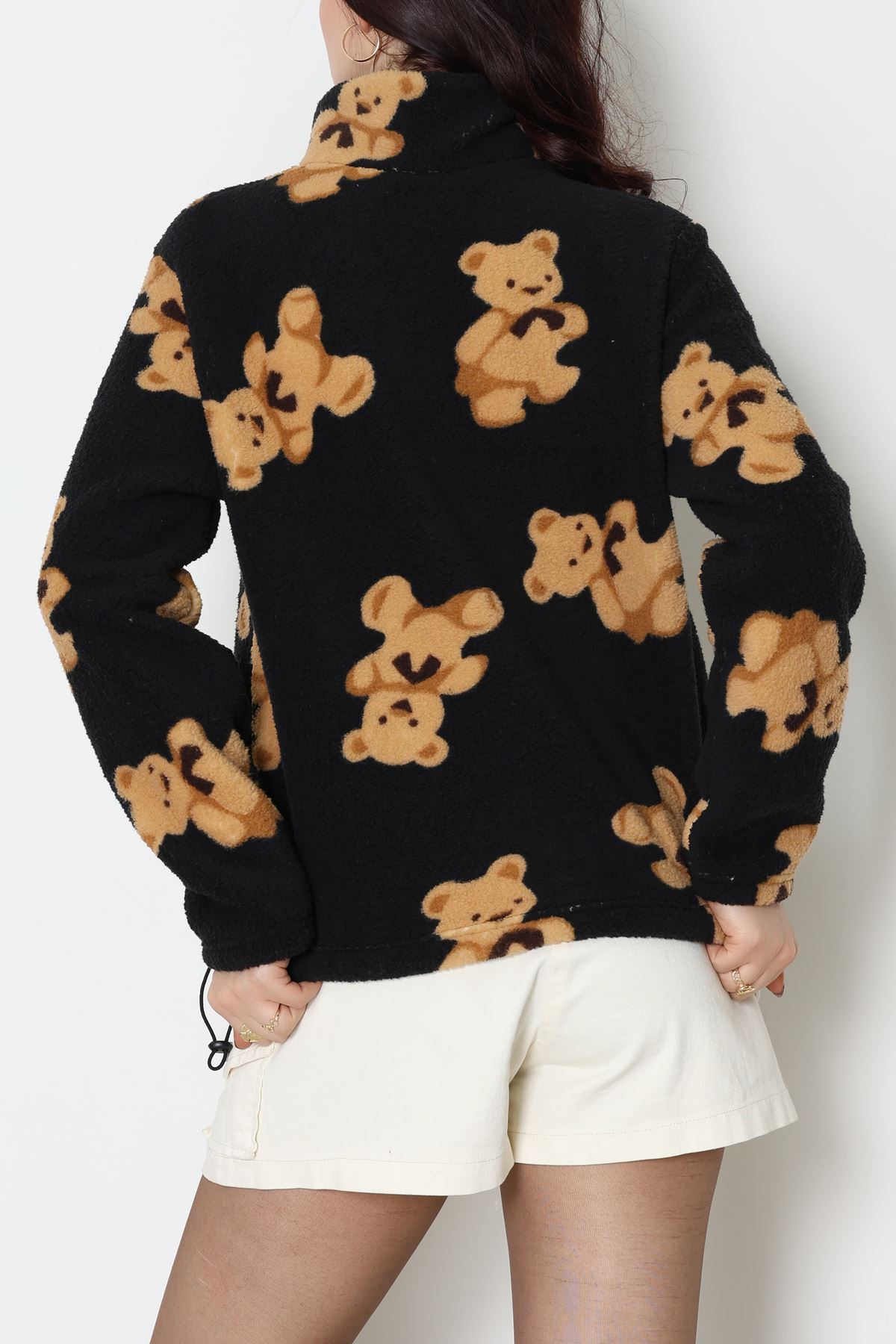 Yarım Fermuarlı Peluş Sweat Siyah - 31713.1247.