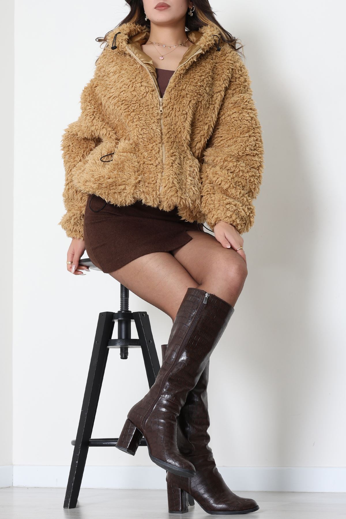 Sheep Kapşonlu Mont Camel - 406999.1247.