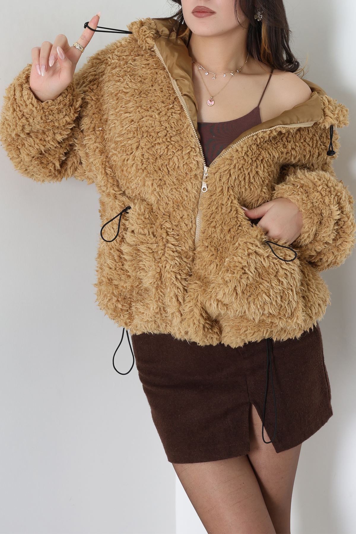 Sheep Kapşonlu Mont Camel - 406999.1247.