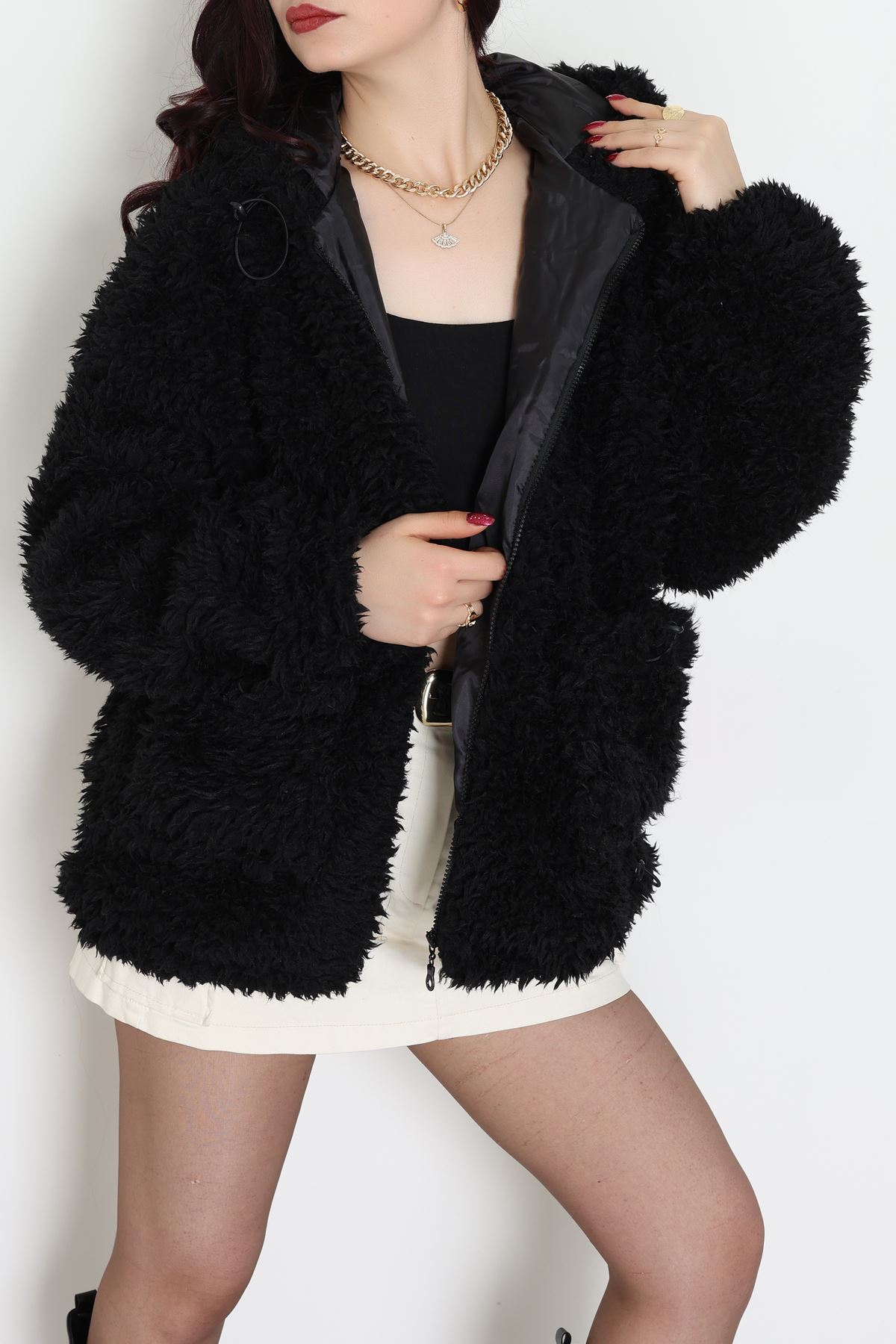 Sheep Kapşonlu Mont Siyah - 406999.1247.