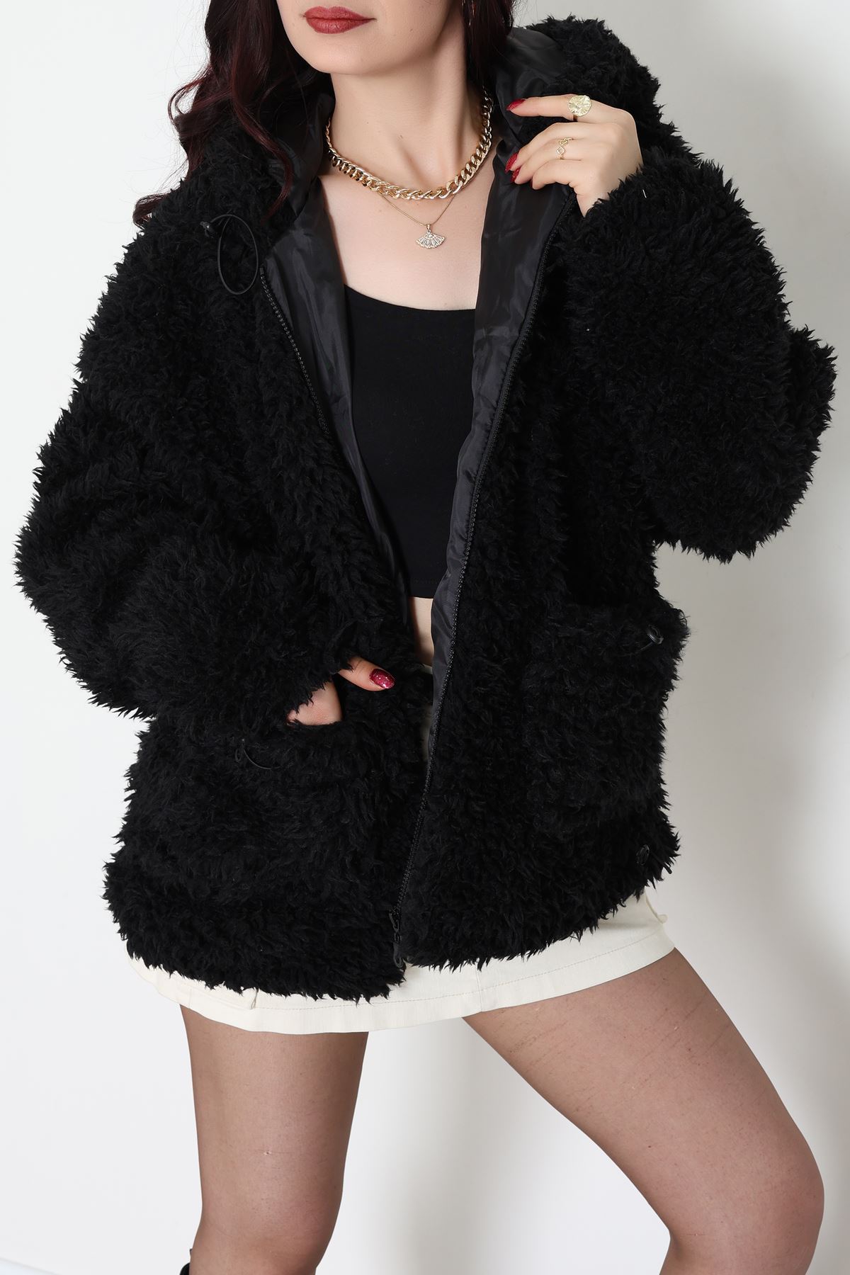 Sheep Kapşonlu Mont Siyah - 406999.1247.