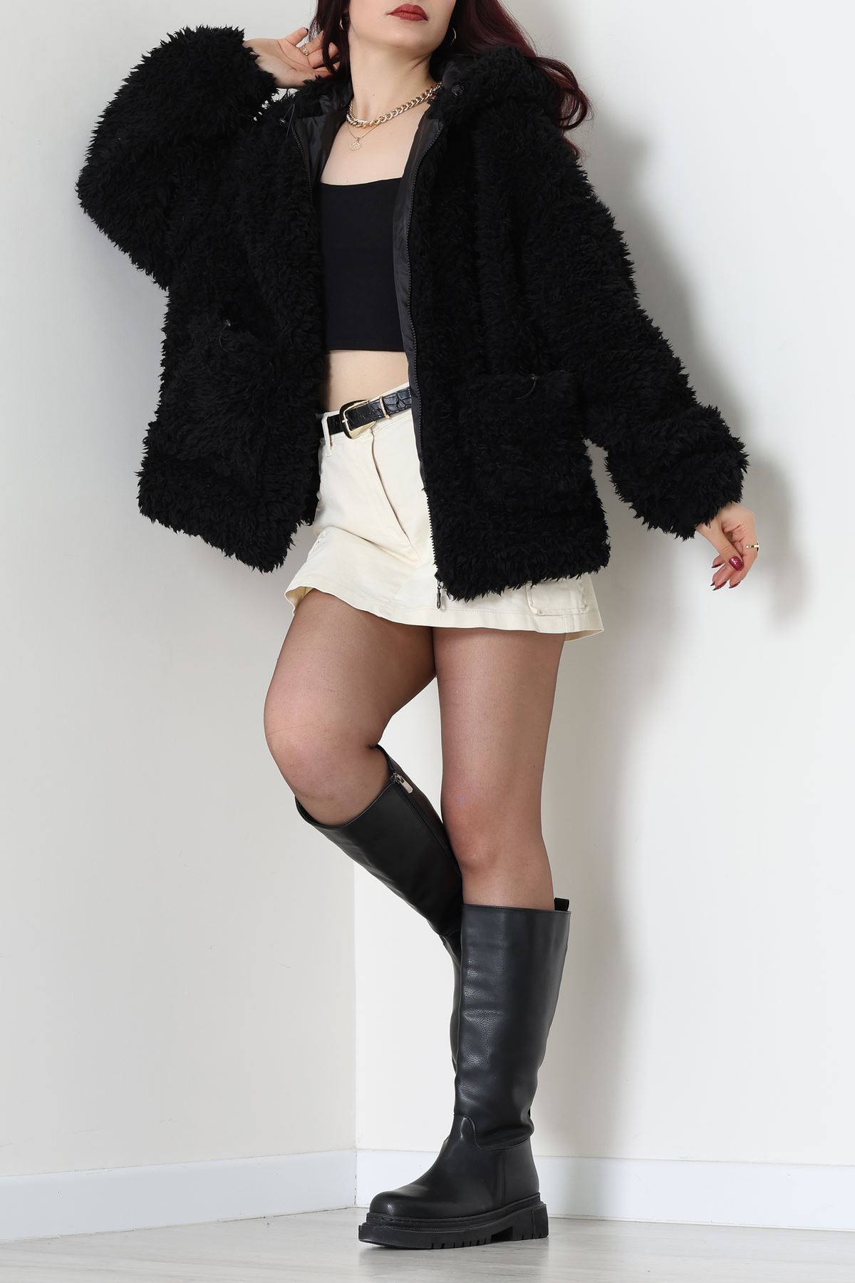 Sheep Kapşonlu Mont Siyah - 406999.1247.