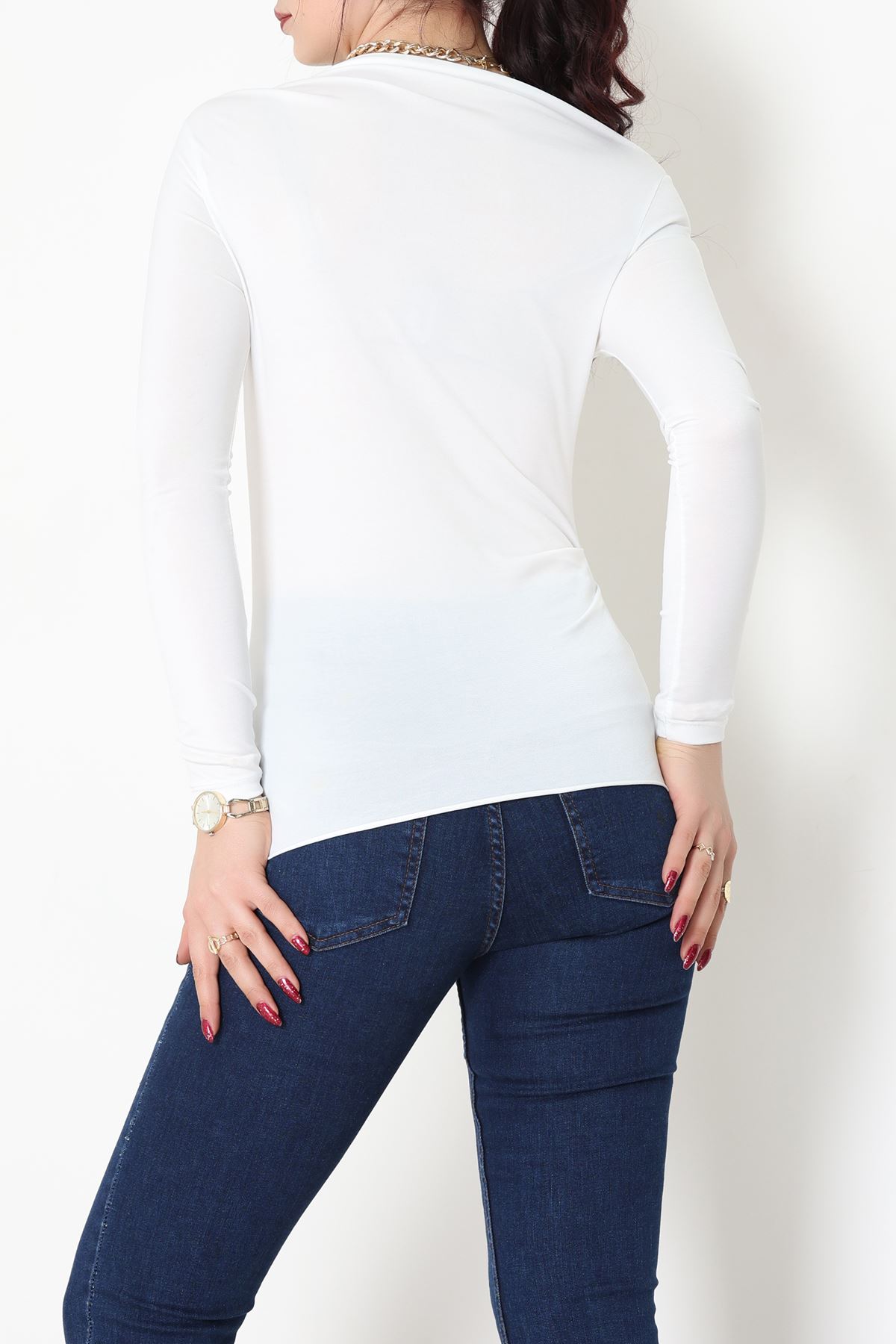 Sandy Kayık Kaya Bluz Ekru - 42802.1949.