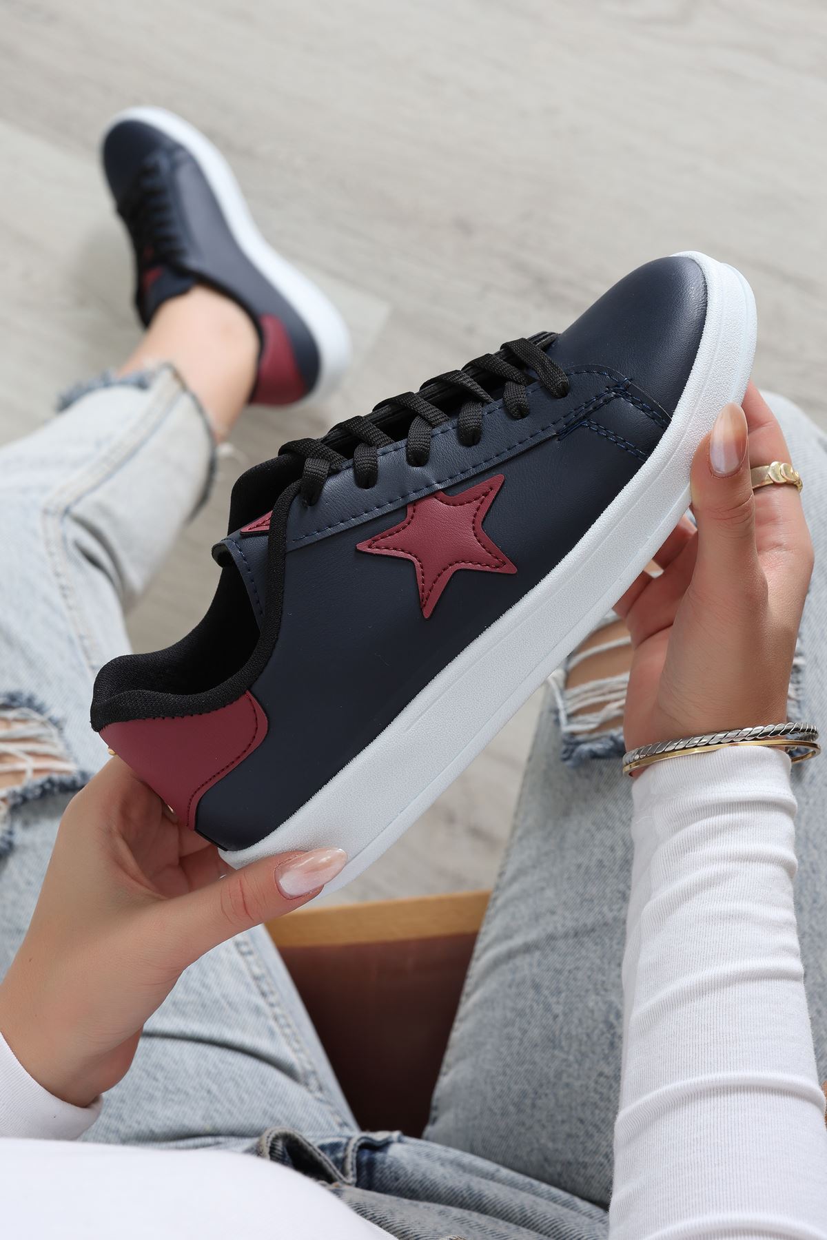 Yıldızlı Spor Ayakkabı Lacivertbordo - 31295.264.