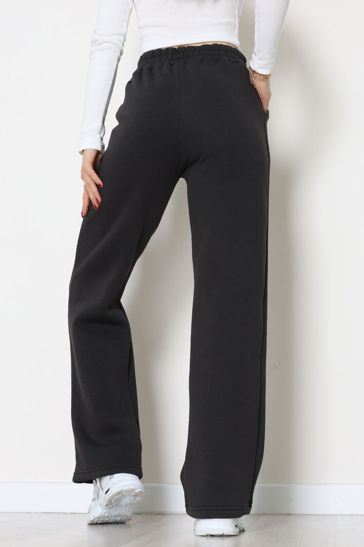 Üç İplik Palazzo Eşofman Altı Koyufüme - 20970.1878.