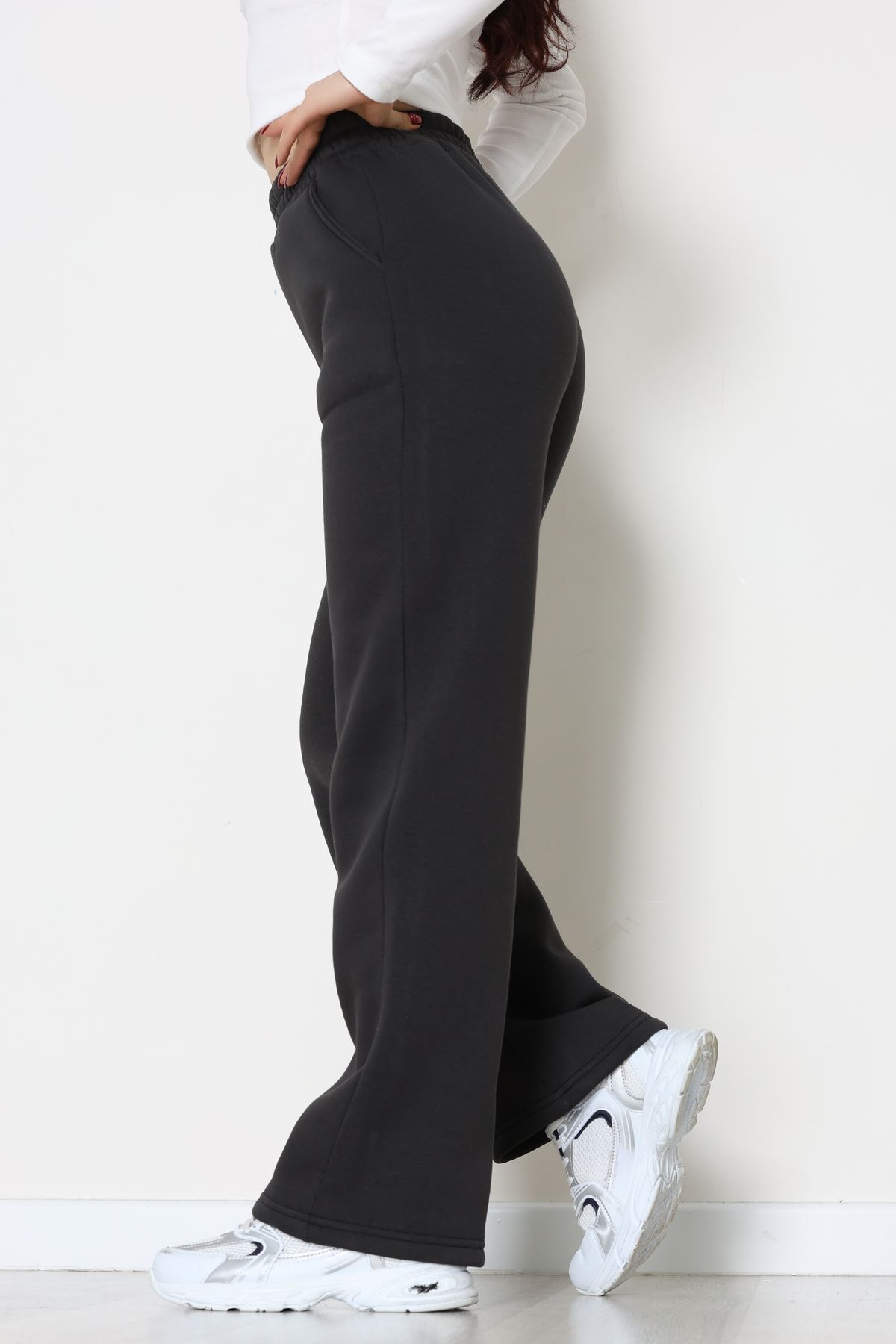 Üç İplik Palazzo Eşofman Altı Koyufüme - 20970.1878.