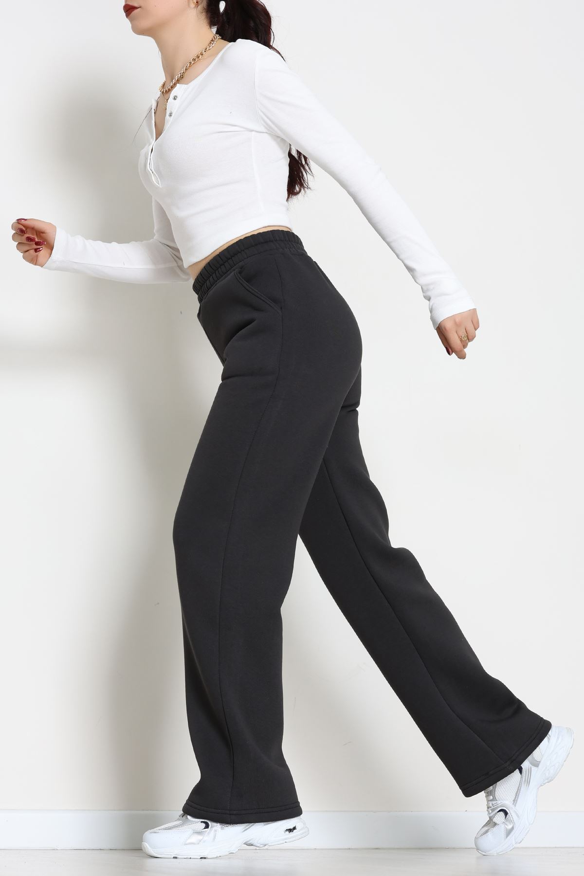 Üç İplik Palazzo Eşofman Altı Koyufüme - 20970.1878.