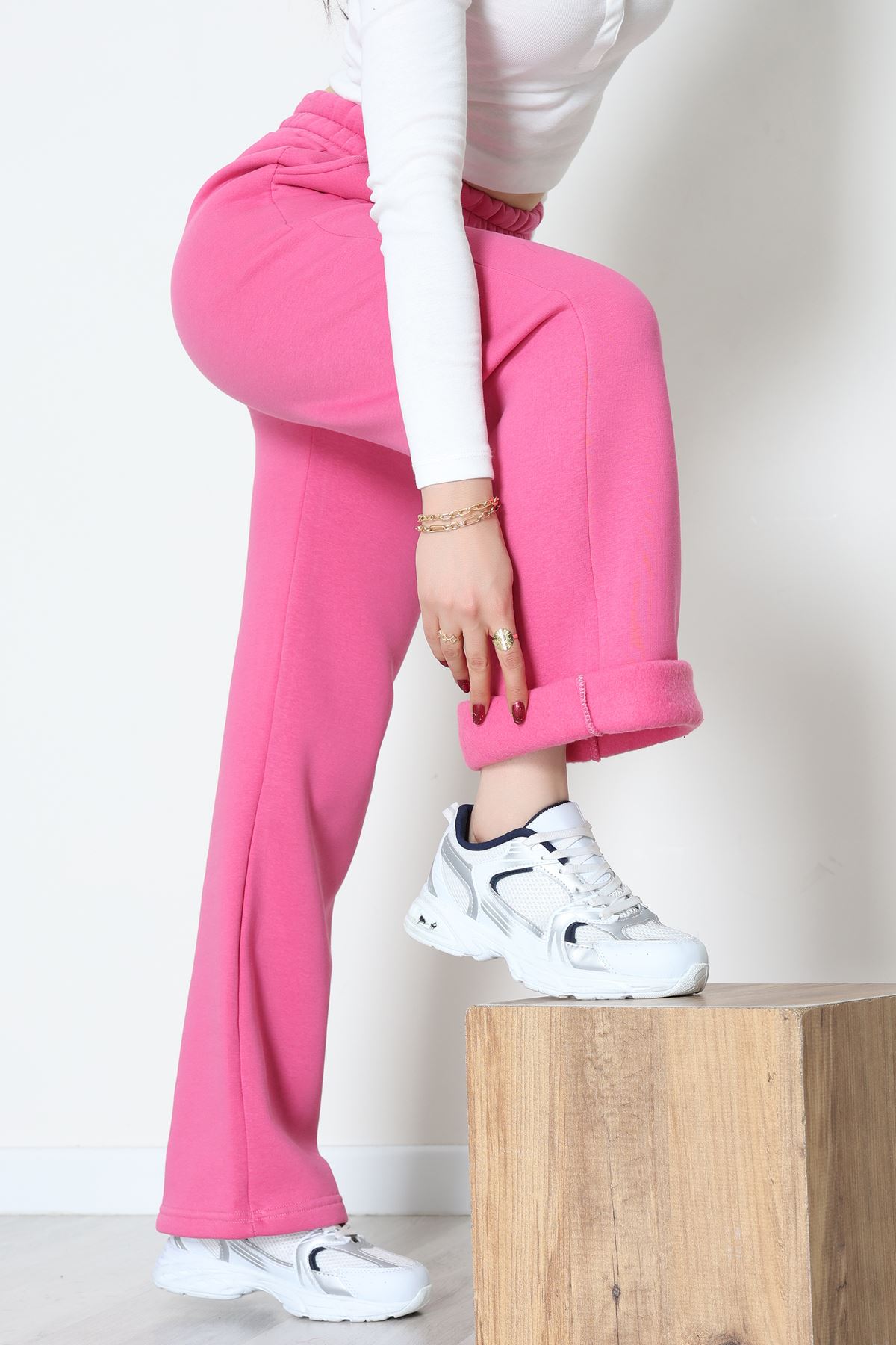 Üç İplik Palazzo Eşofman Altı Fuşya - 20970.1878.