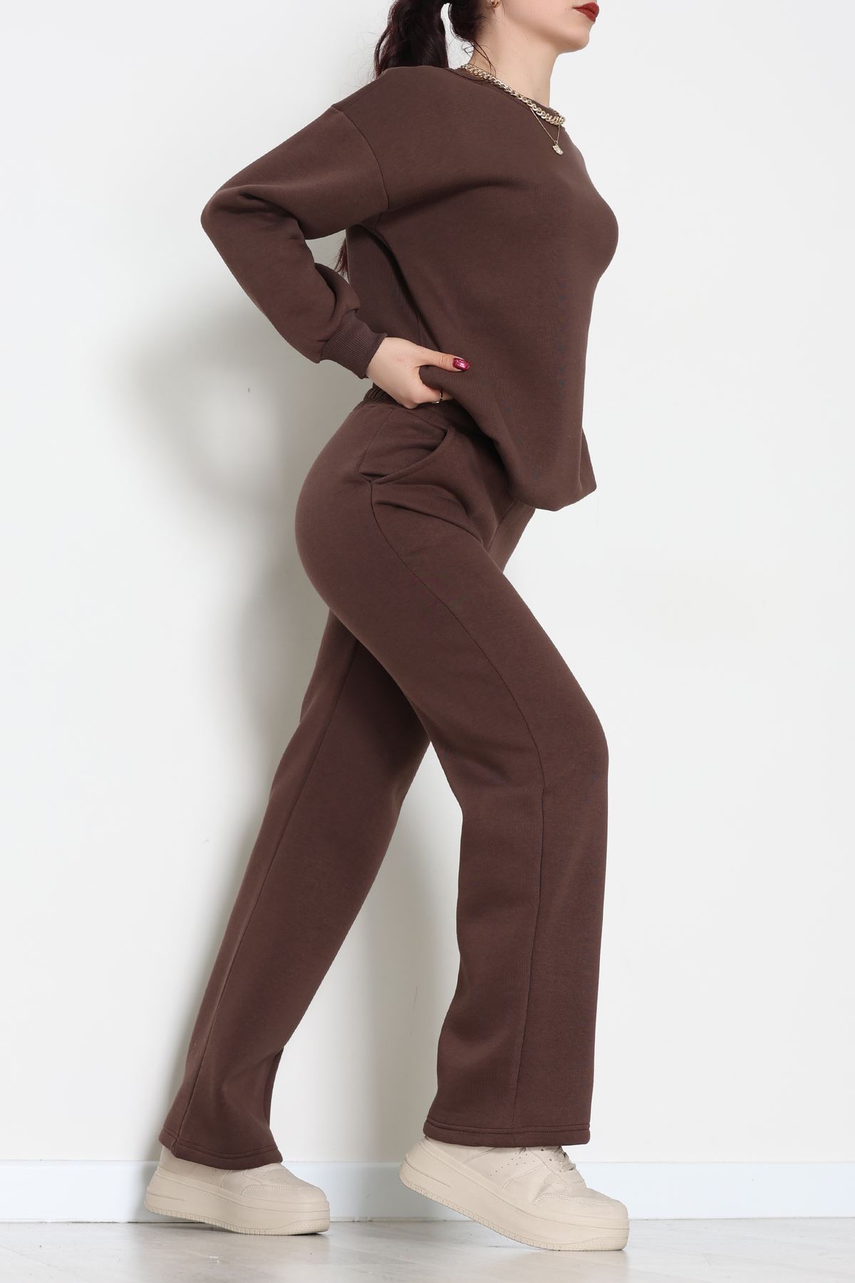 Üç İplik Eşofman Takımı Acıkahve - 70779.1878.