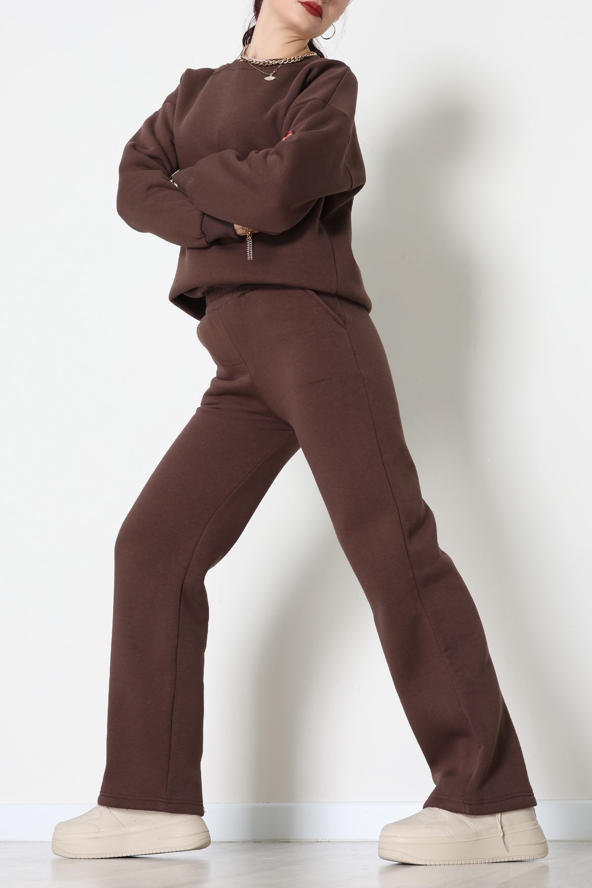 Üç İplik Eşofman Takımı Acıkahve - 70779.1878.