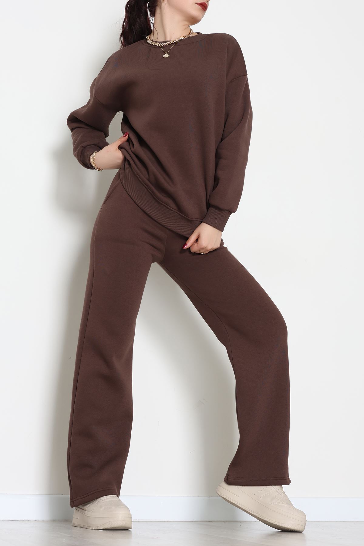 Üç İplik Eşofman Takımı Acıkahve - 70779.1878.