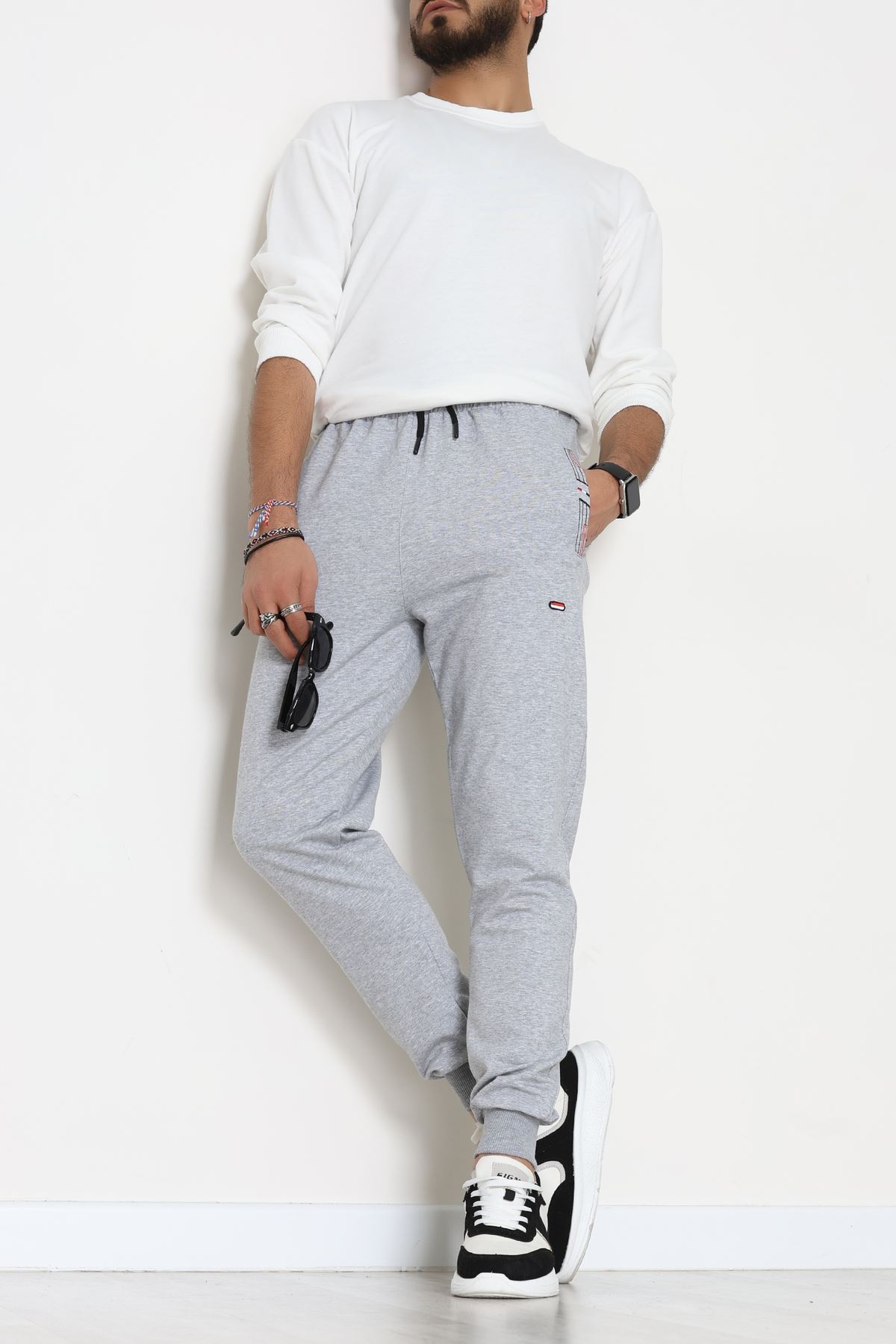 Flota Cepli Nakışlı 2 İplik Erkek Eşofman Altı Gri - 70841.2066.