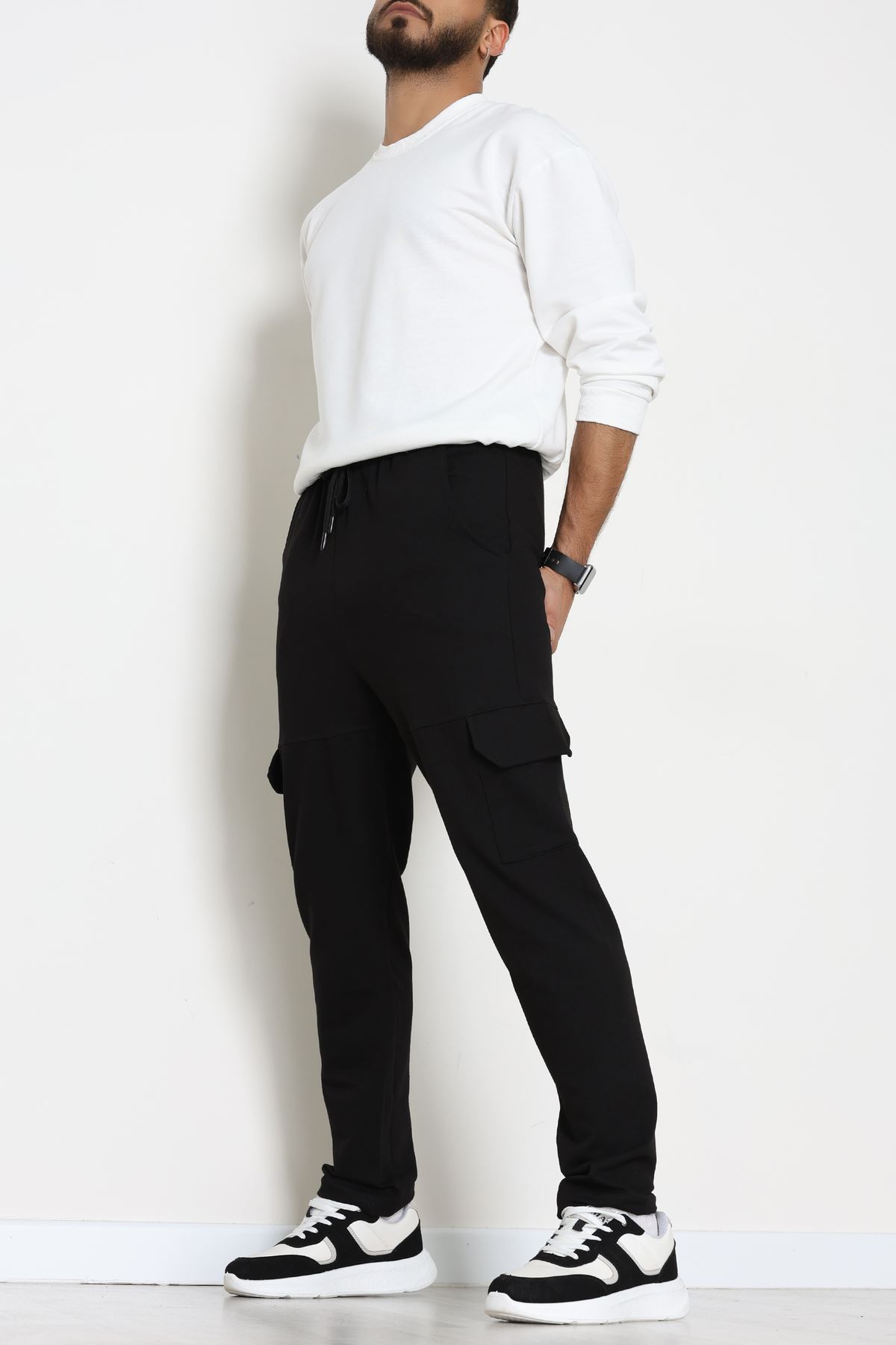 Kargo Cepli 2 İplik Erkek Eşofman Altı Siyah - 70840.2066.