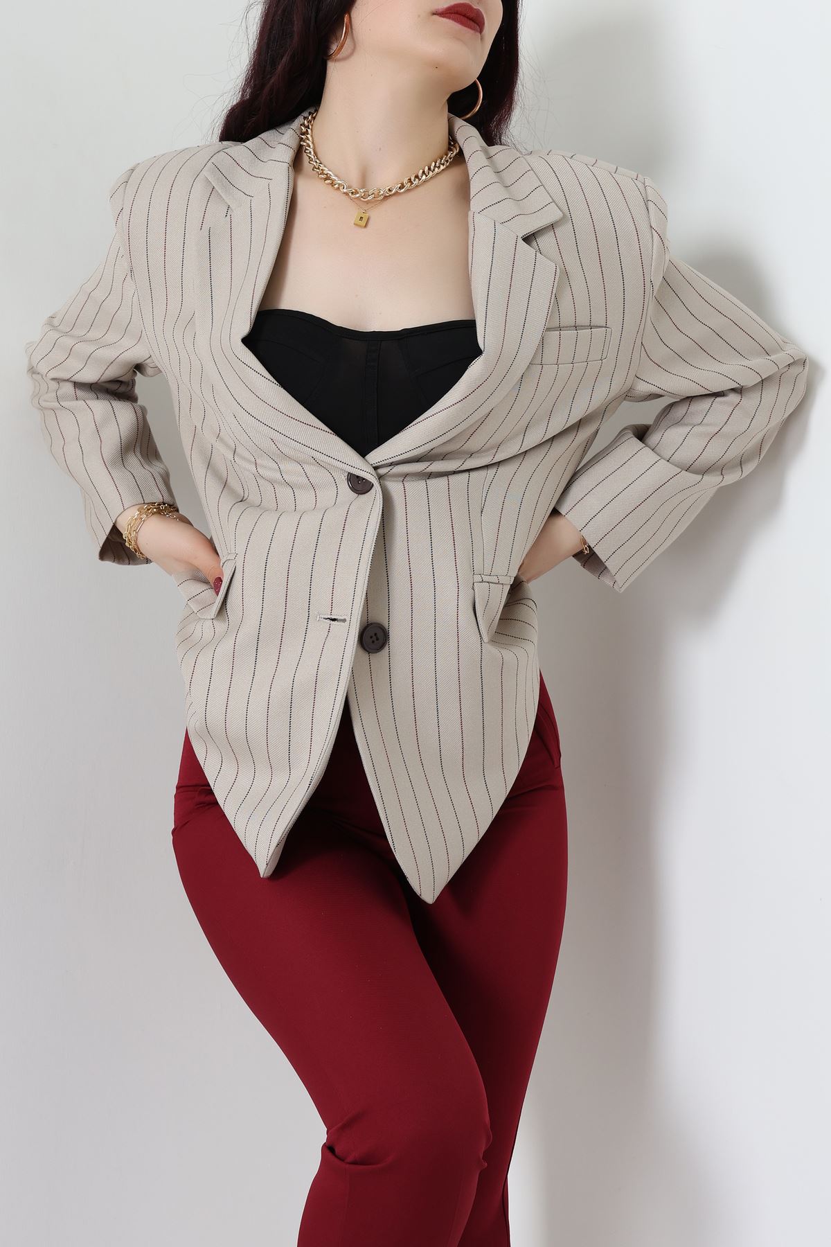 Astarlı Oversize Ceket Taş - 6269.001.