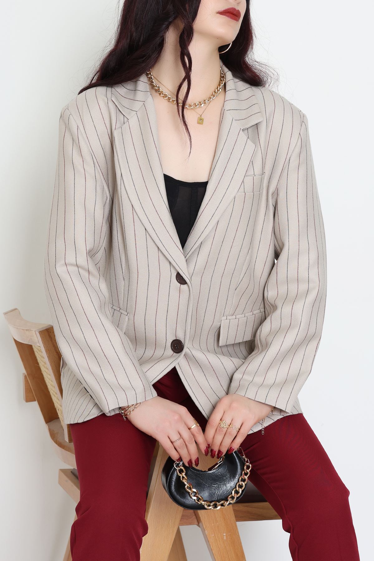 Astarlı Oversize Ceket Taş - 6269.001.