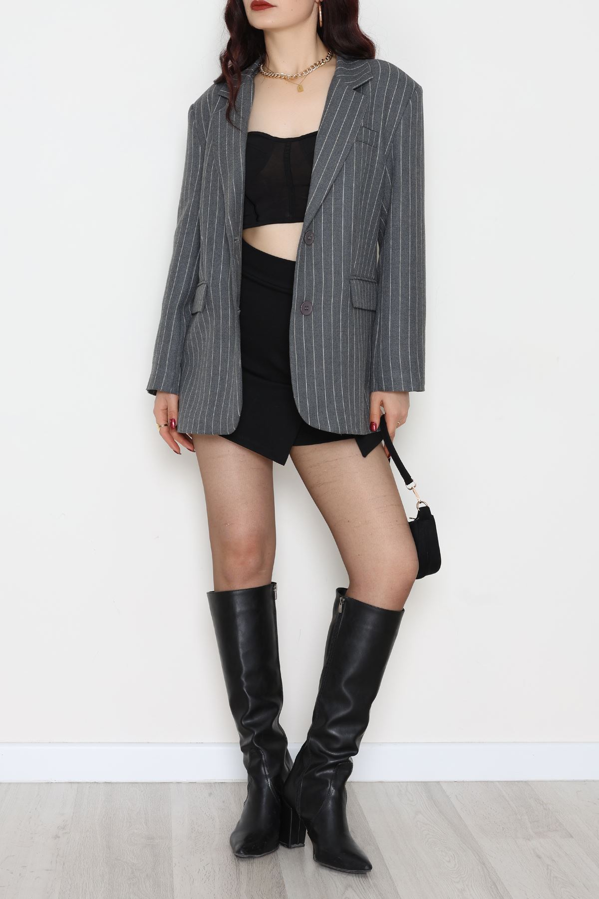 Astarlı Oversize Ceket Gri - 6269.001.