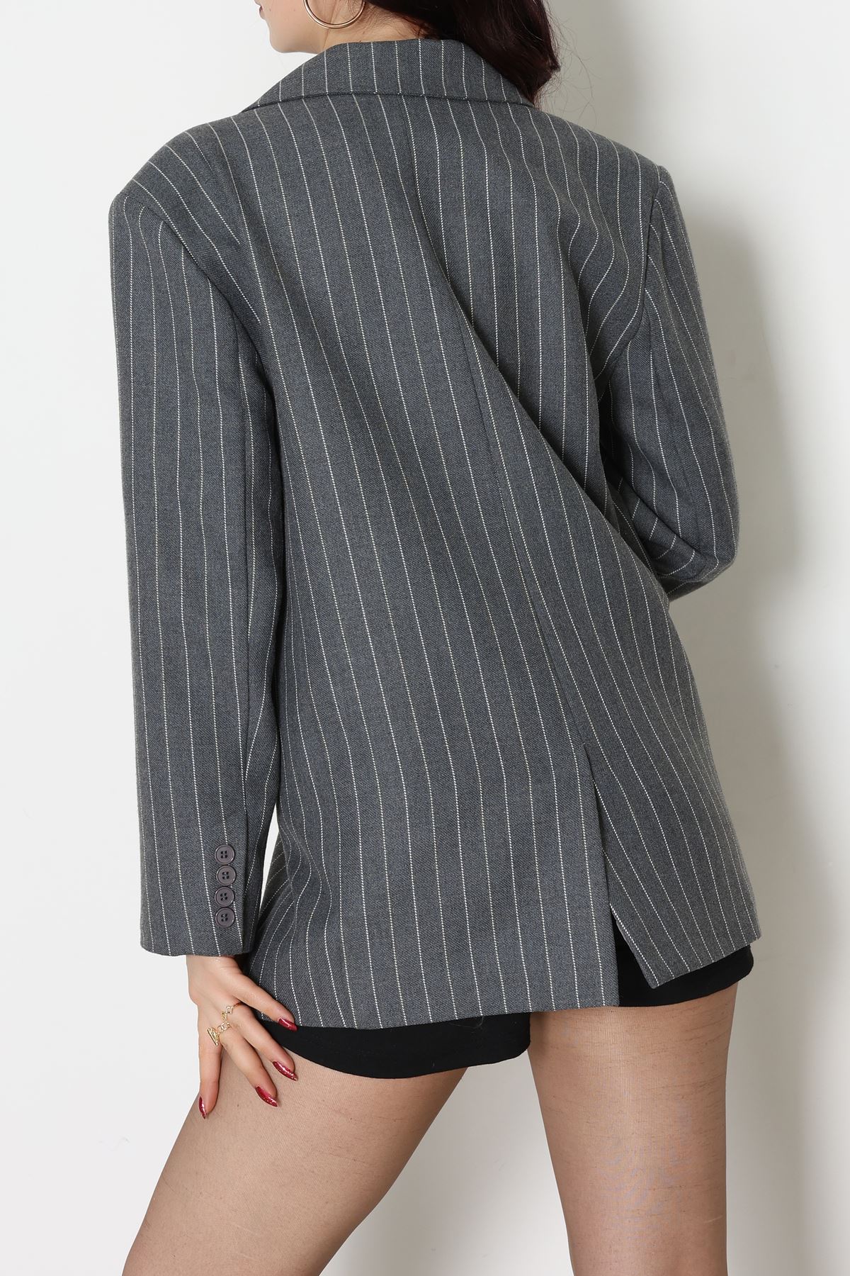 Astarlı Oversize Ceket Gri - 6269.001.