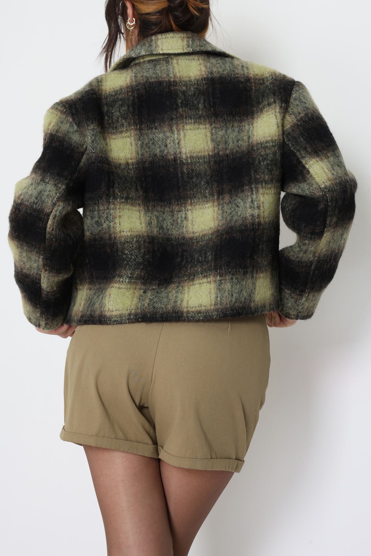 Yün Crop Astarlı Kaban Yeşil - 6321.001.