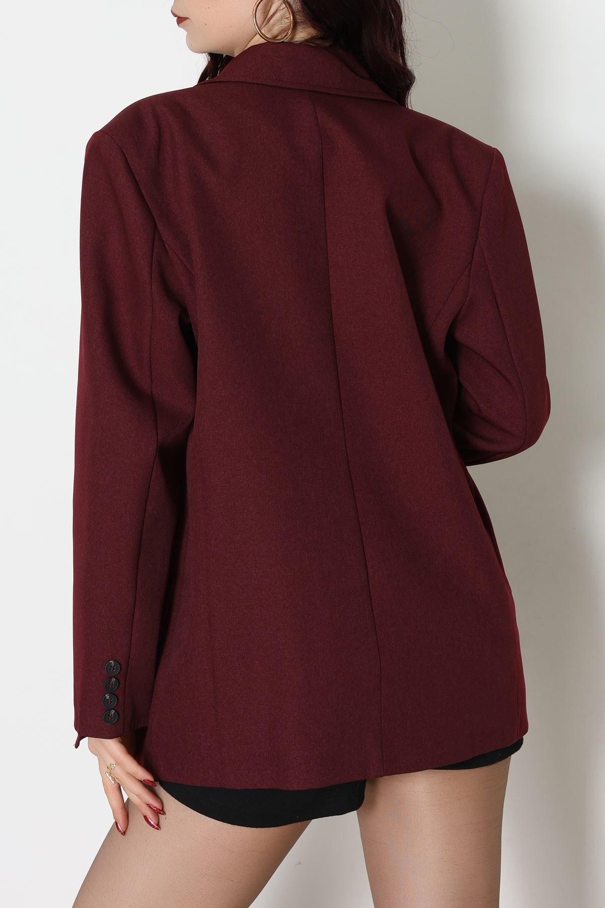 Yandan Yırtmaçlı Astarlı Blazer Ceket Bordo - 6326.001.