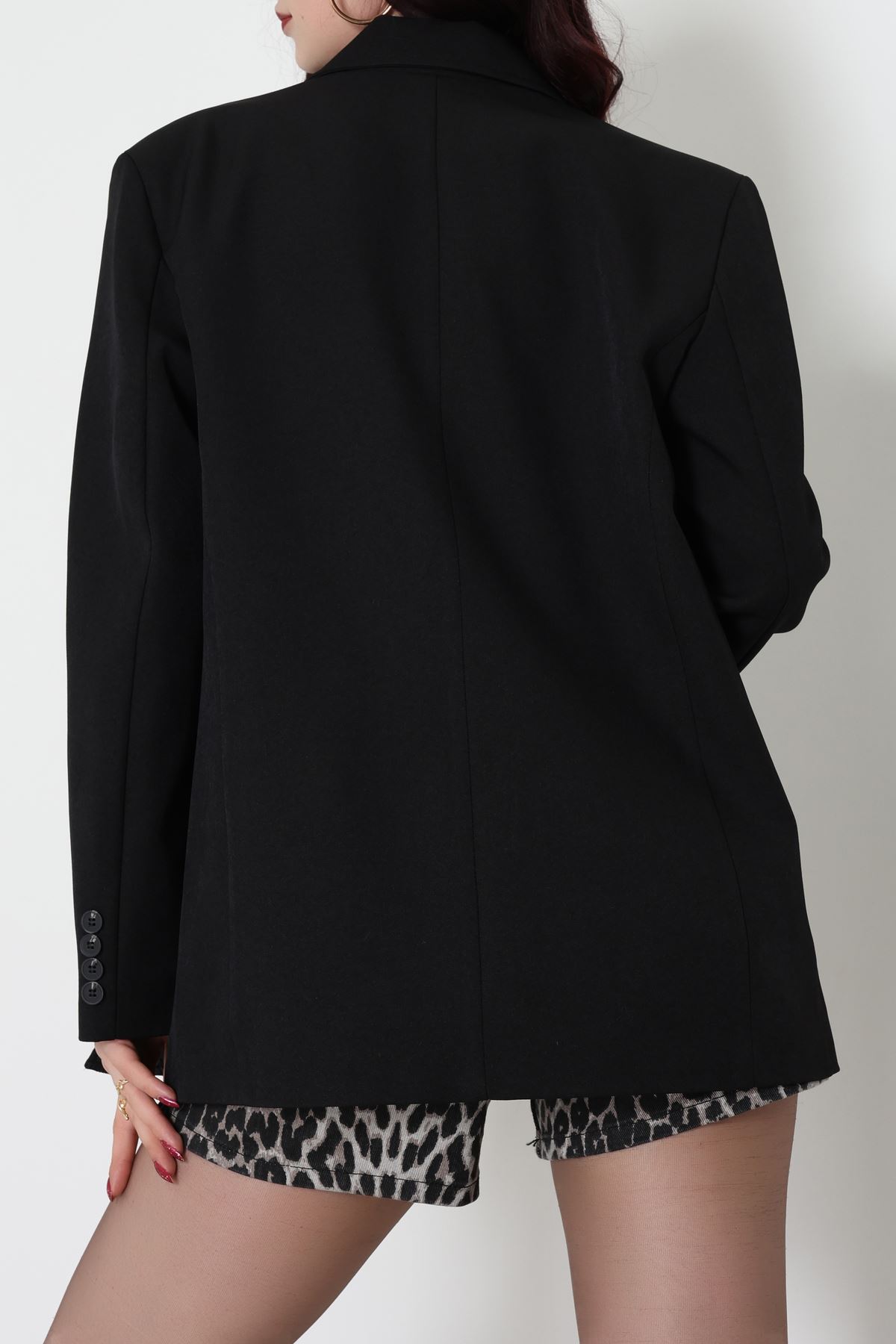 Yandan Yırtmaçlı Astarlı Blazer Ceket Siyah - 6326.001.