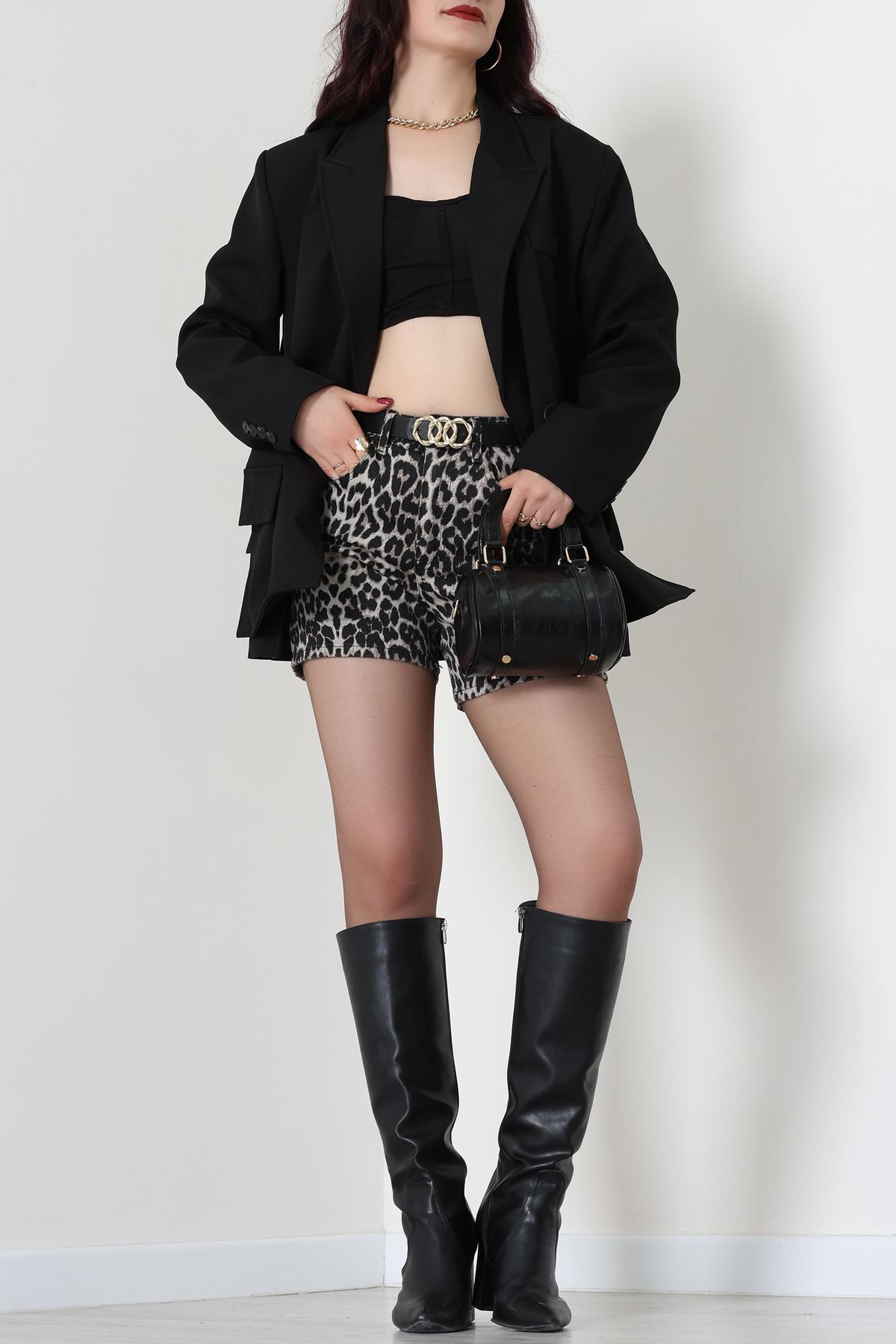 Yandan Yırtmaçlı Astarlı Blazer Ceket Siyah - 6326.001.