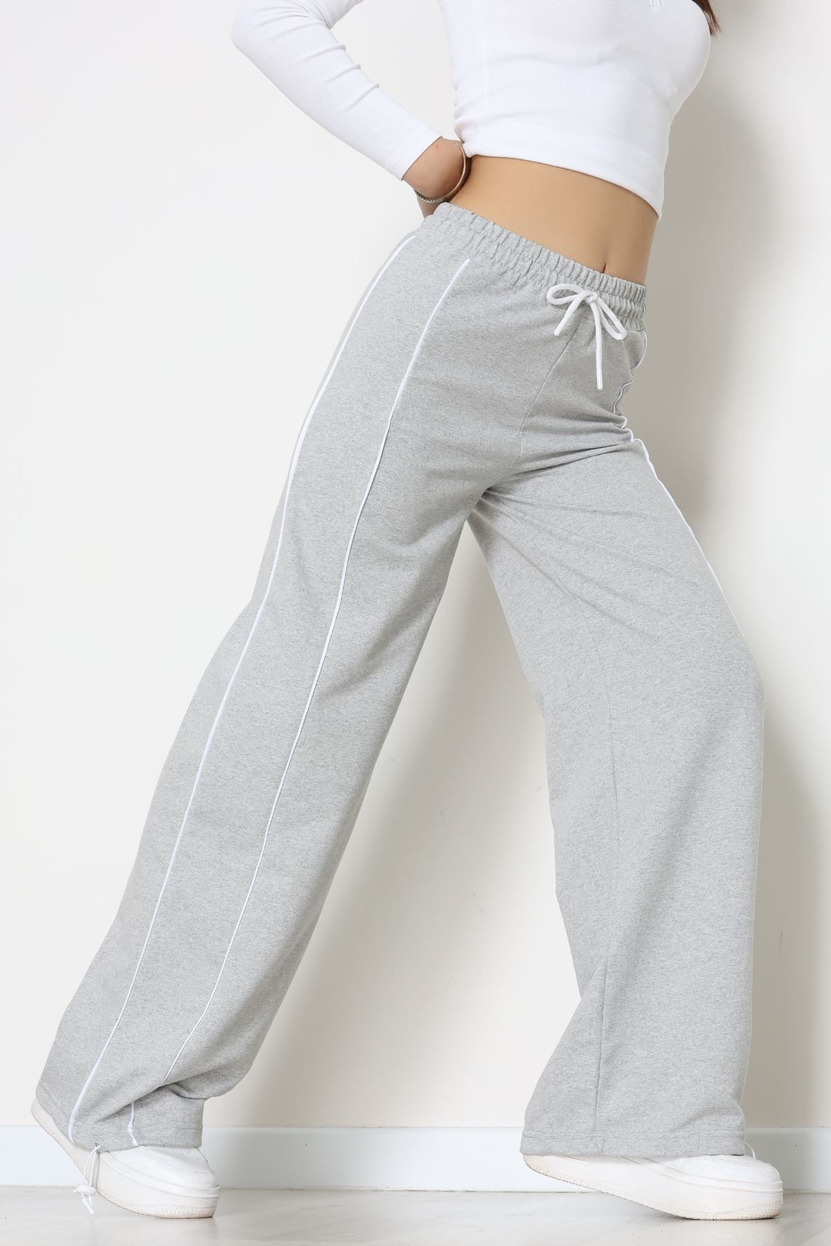 2 İplik Paça Stoperli Eşofman Altı Gri - 40019.1857.