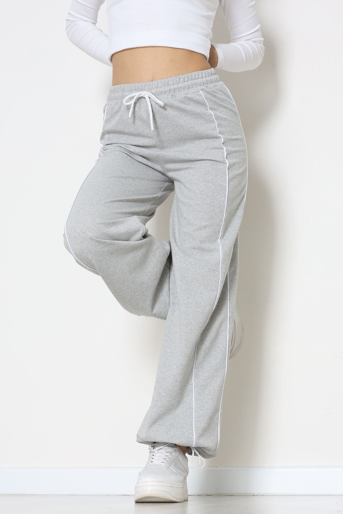 2 İplik Paça Stoperli Eşofman Altı Gri - 40019.1857.