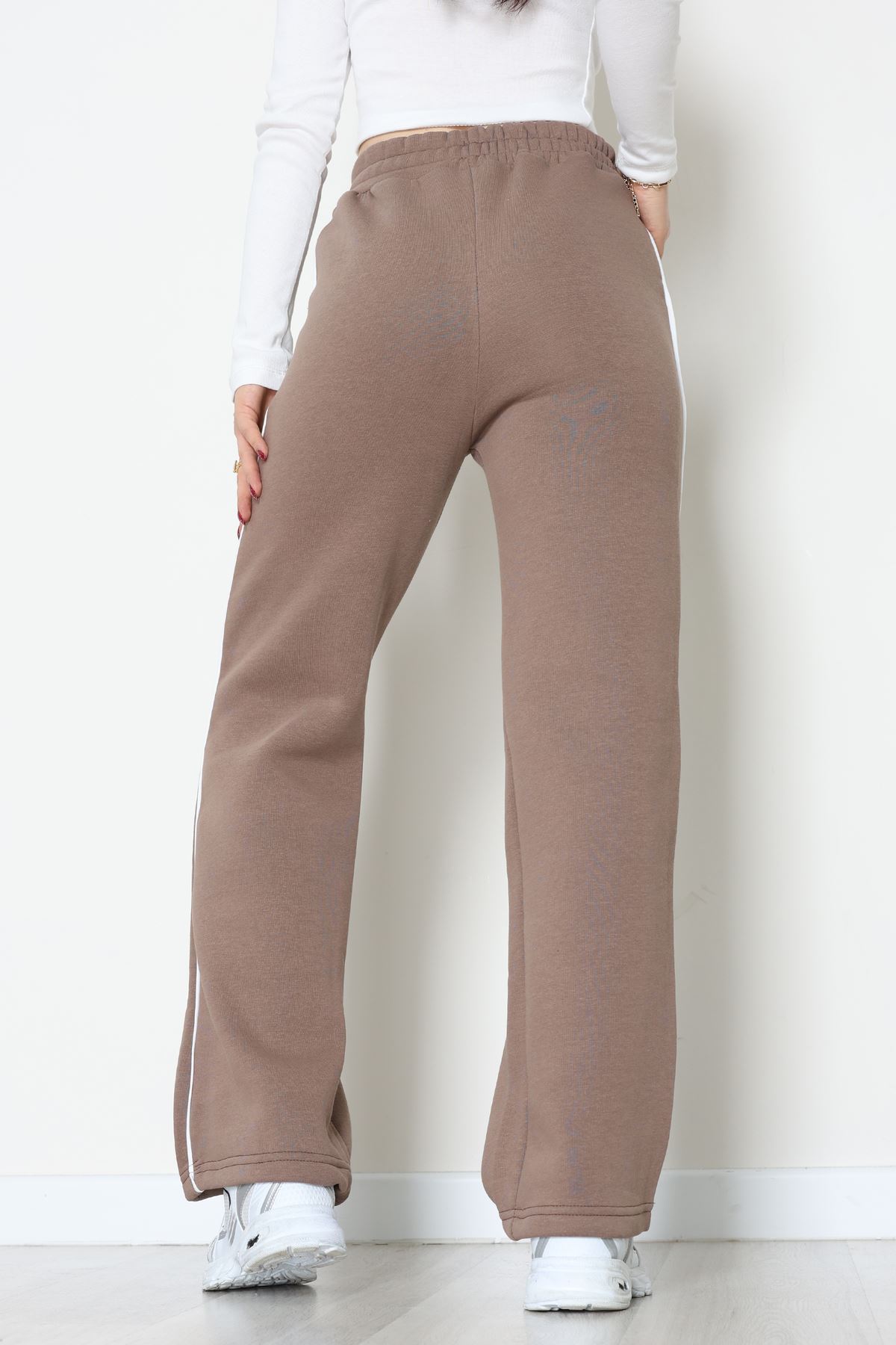 3 İplik Biyeli Palazzo Eşofman Altı Kahve1 - 30104.1878.