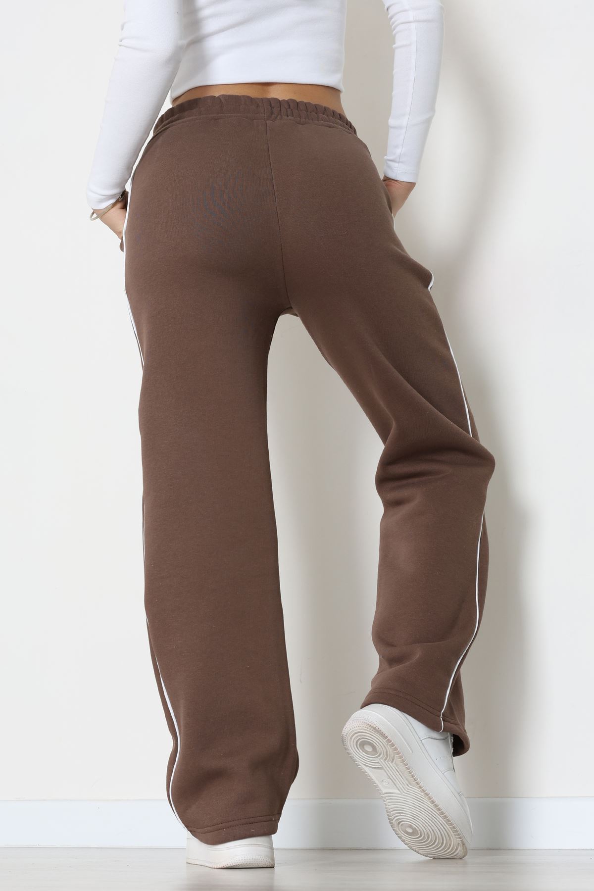 3 İplik Biyeli Palazzo Eşofman Altı Kahve2 - 30104.1878.