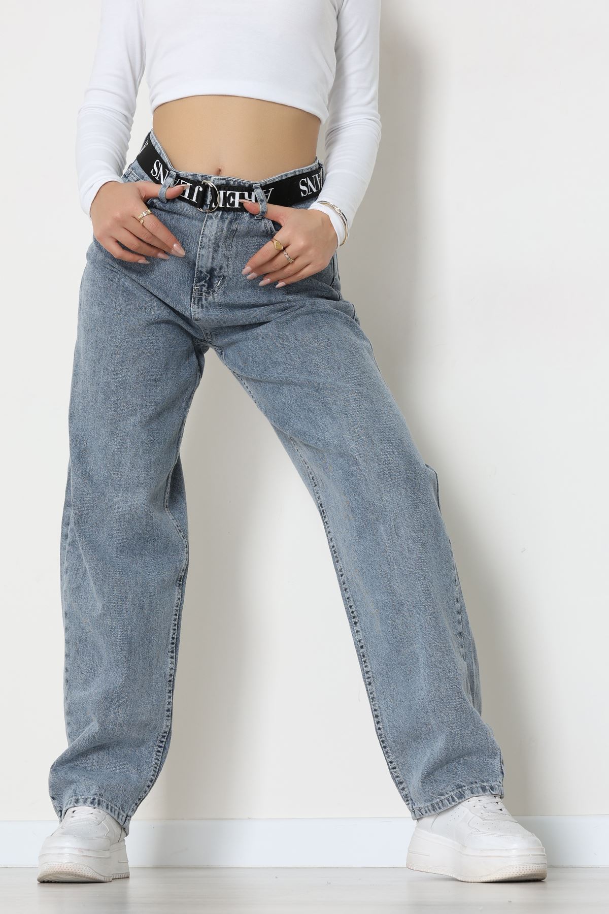 Kemerli Baggy Kot Pantolon Gray - 32535.1566.