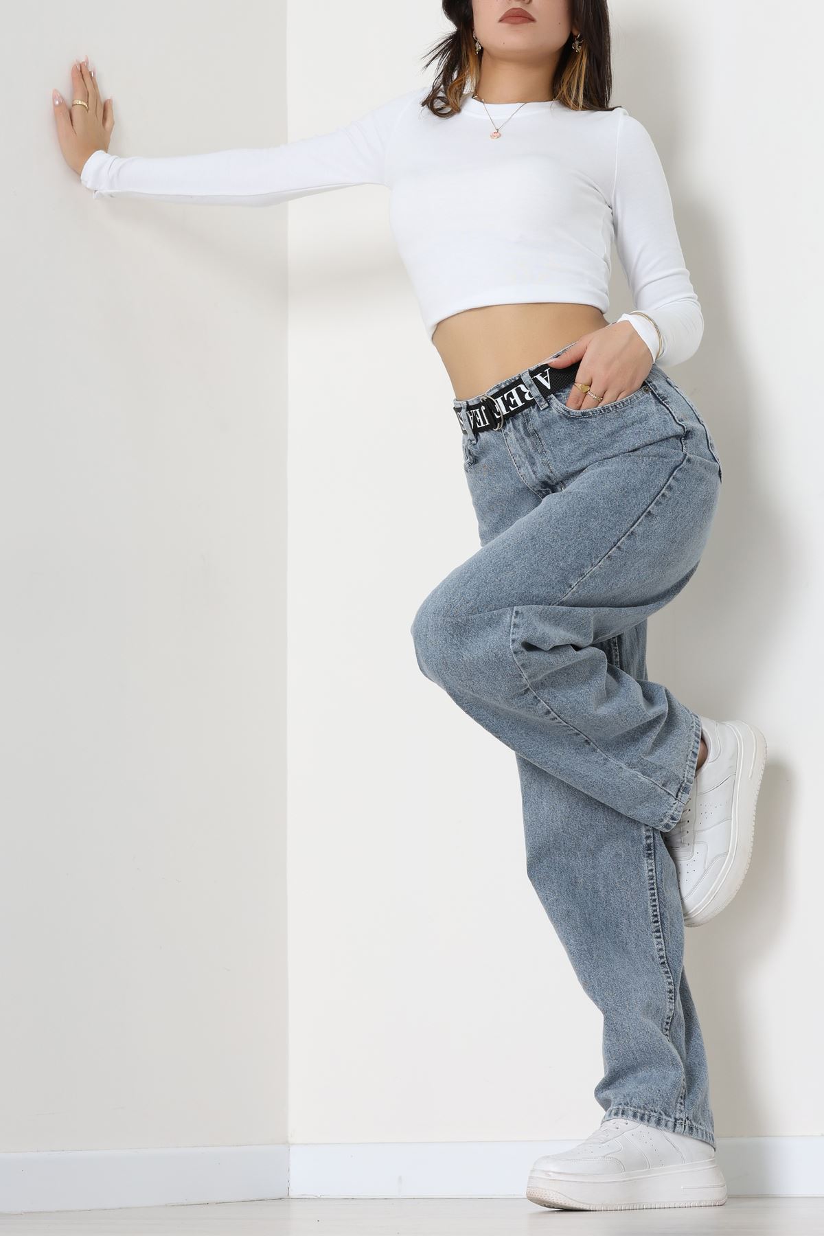 Kemerli Baggy Kot Pantolon Gray - 32535.1566.