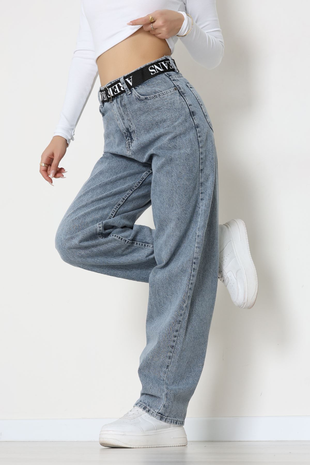 Kemerli Baggy Kot Pantolon Gray - 32535.1566.