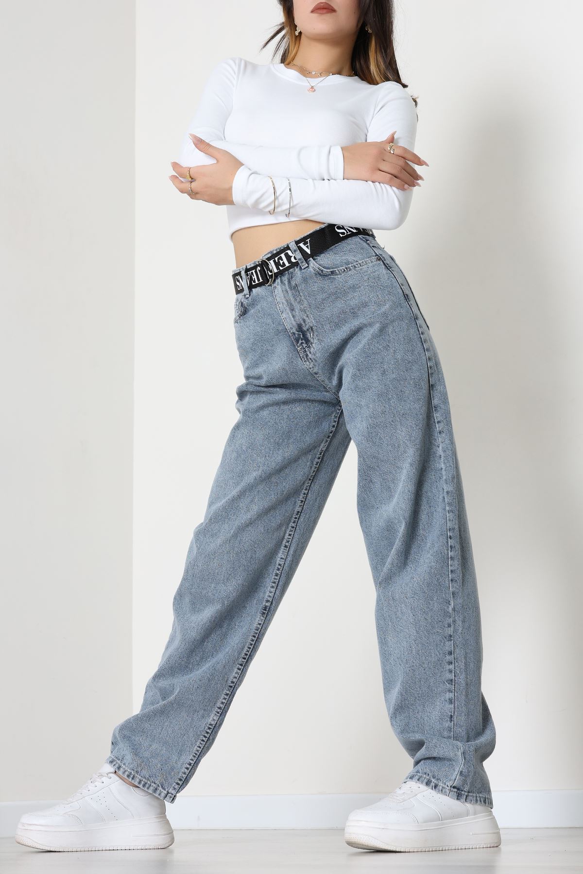 Kemerli Baggy Kot Pantolon Gray - 32535.1566.