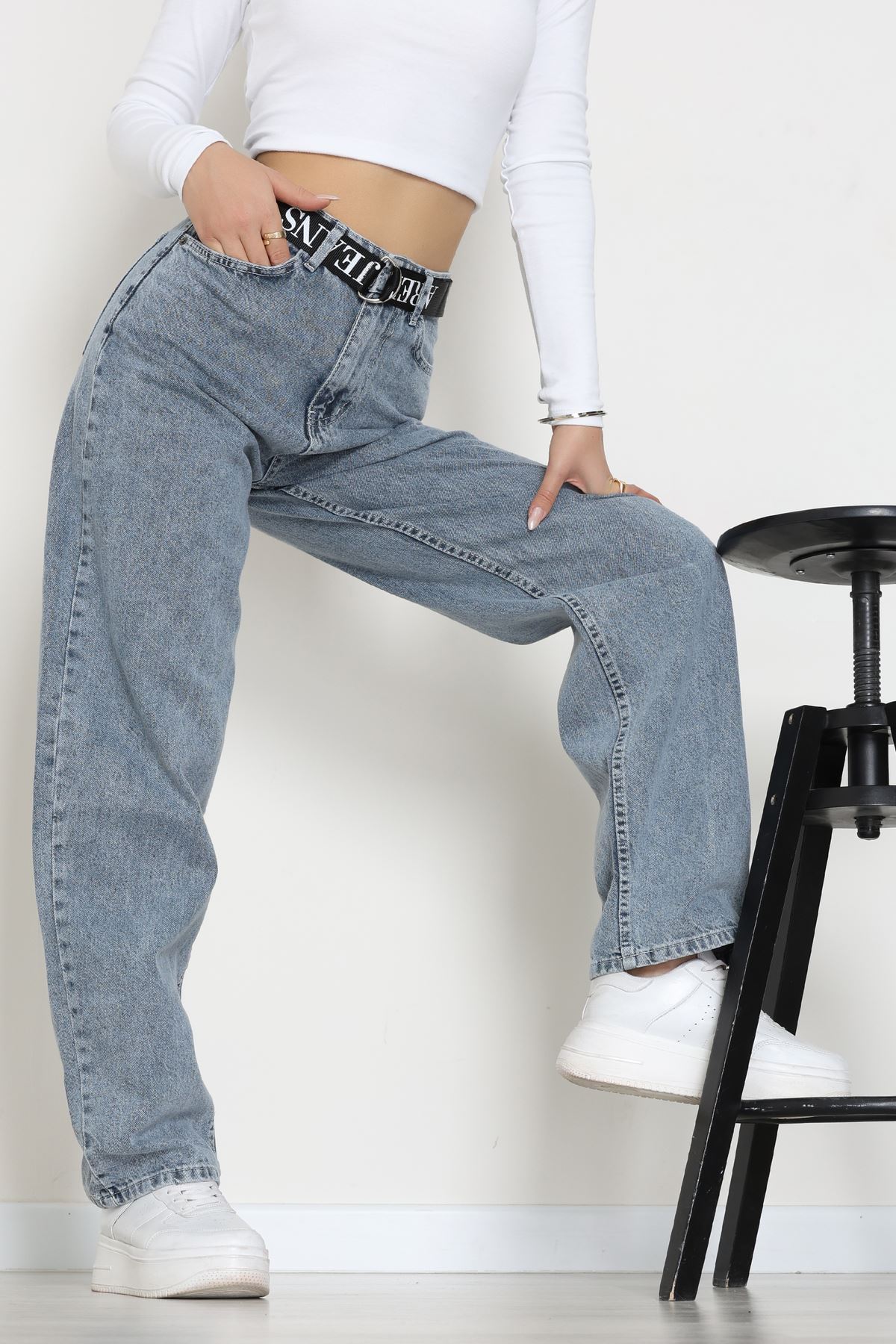 Kemerli Baggy Kot Pantolon Gray - 32535.1566.