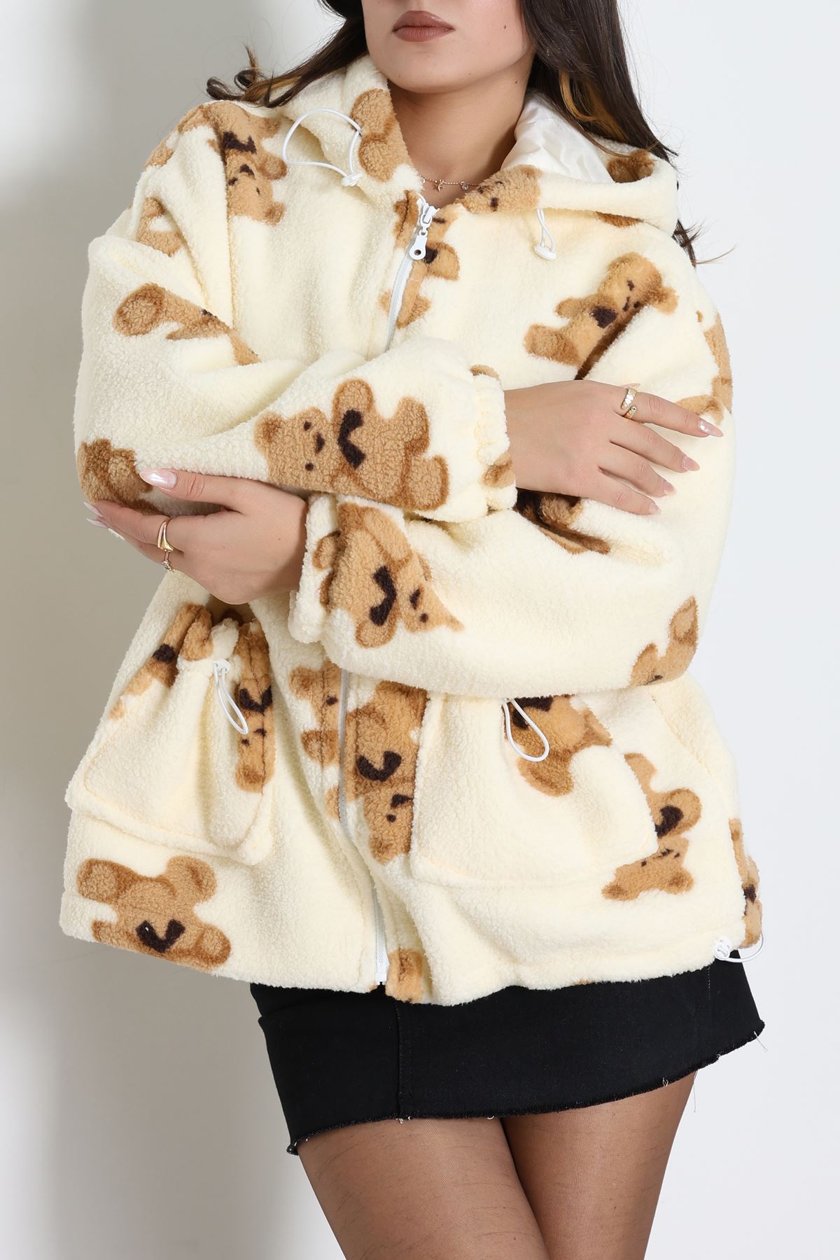 Kapşonlu Astarlı Mont Bej - 42469.1247.