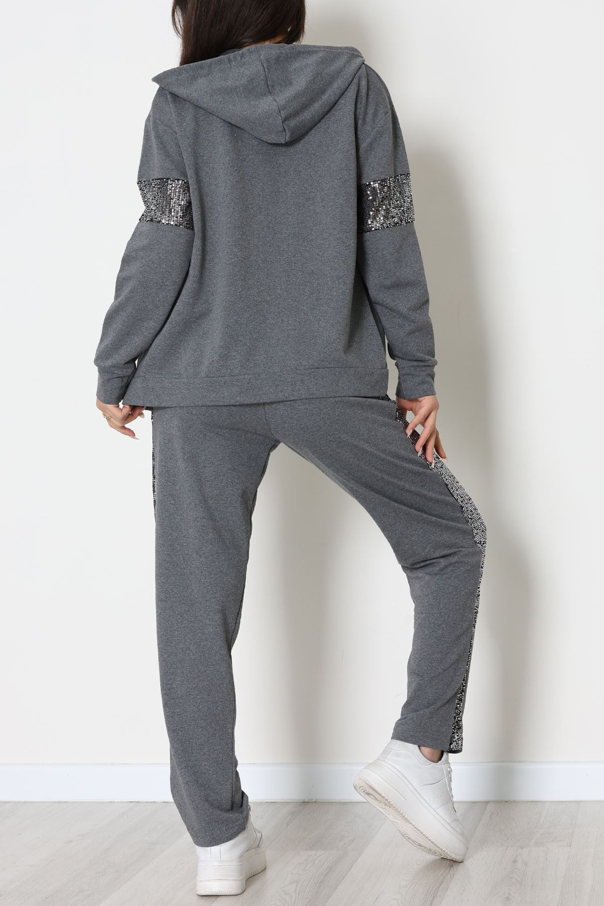 Pul Garnili 2 İplik Eşofman Takımı Füme - 50800.1857.