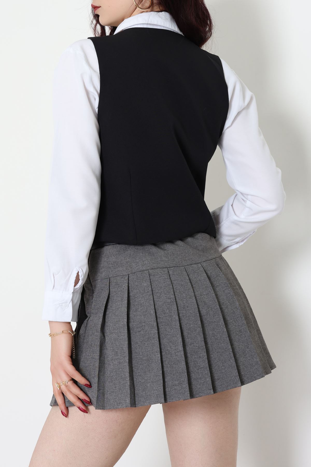 Dabıl Kumaş Fleto Cepli Astarlı Yelek Siyah - 51230.1991.