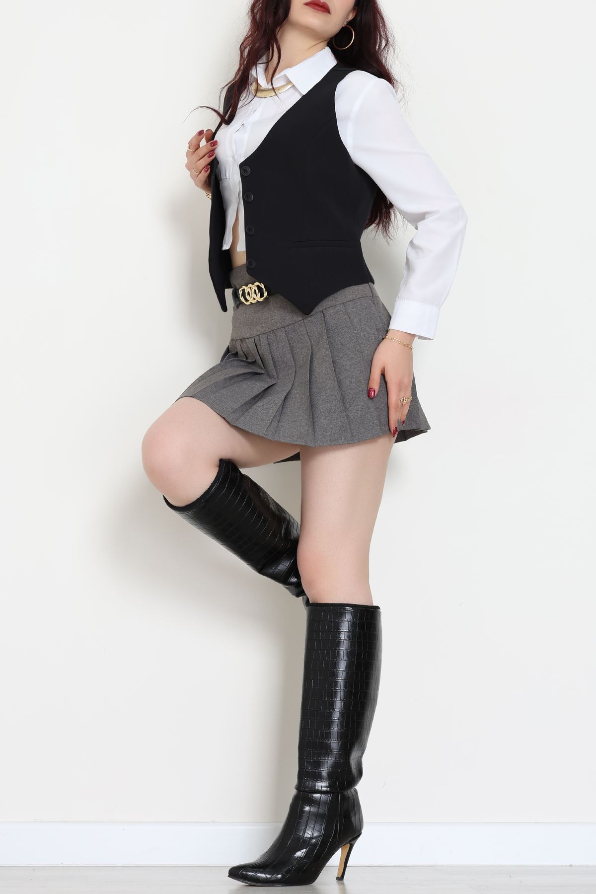 Dabıl Kumaş Fleto Cepli Astarlı Yelek Siyah - 51230.1991.