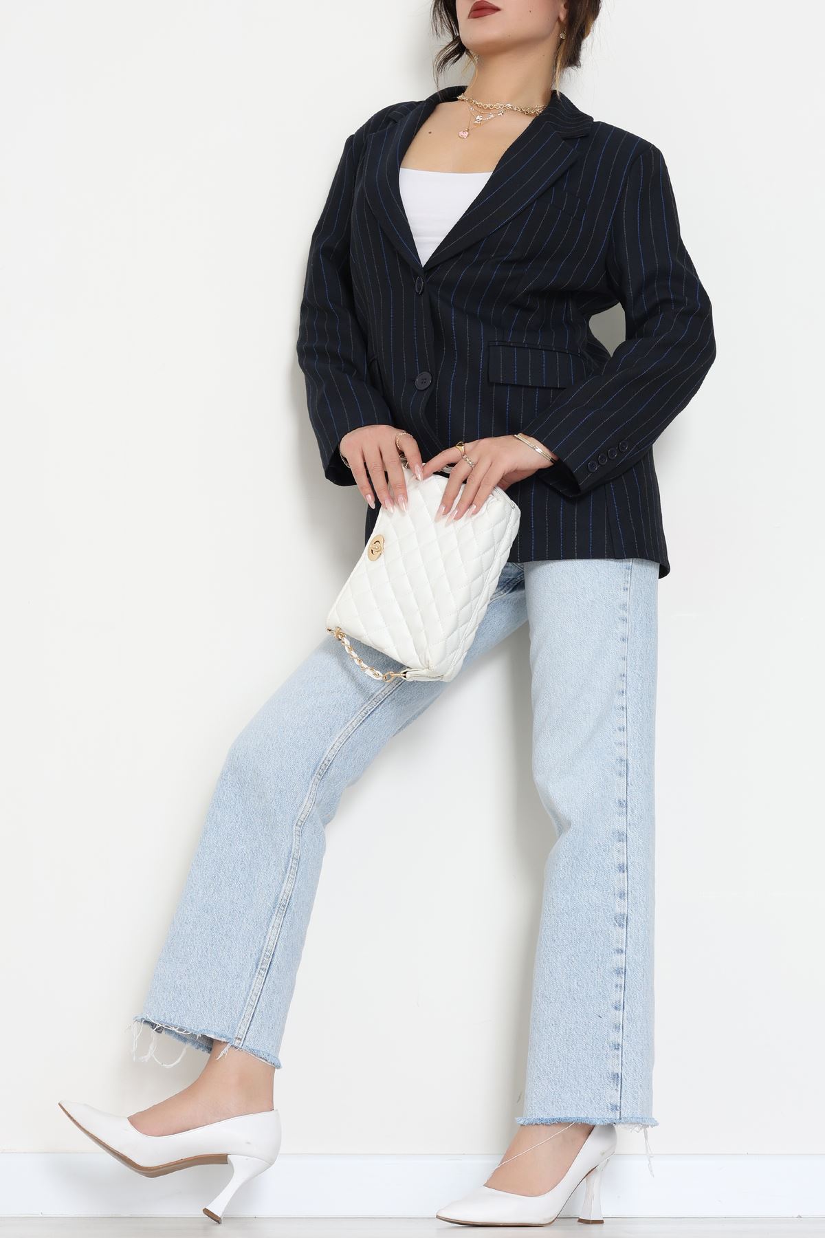 Astarlı Oversize Ceket Lacivert - 6269.001.