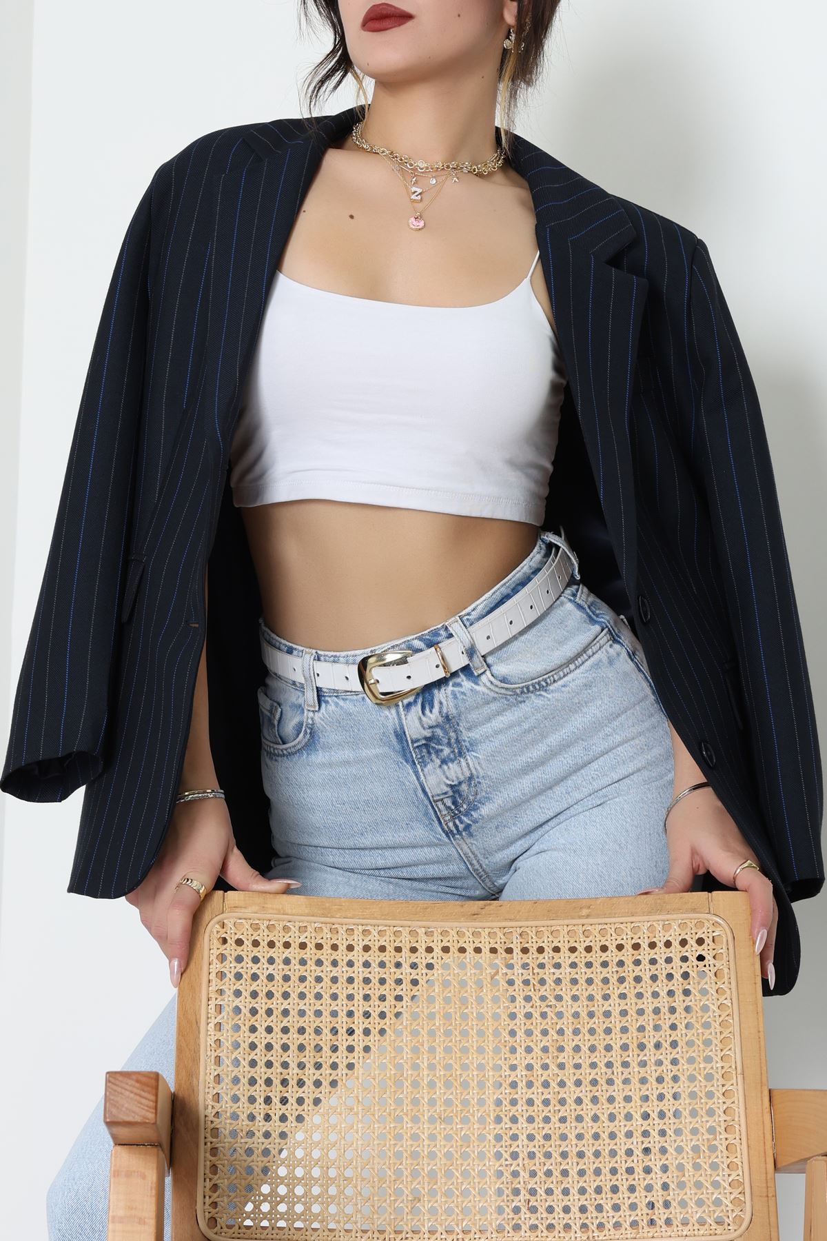 Astarlı Oversize Ceket Lacivert - 6269.001.