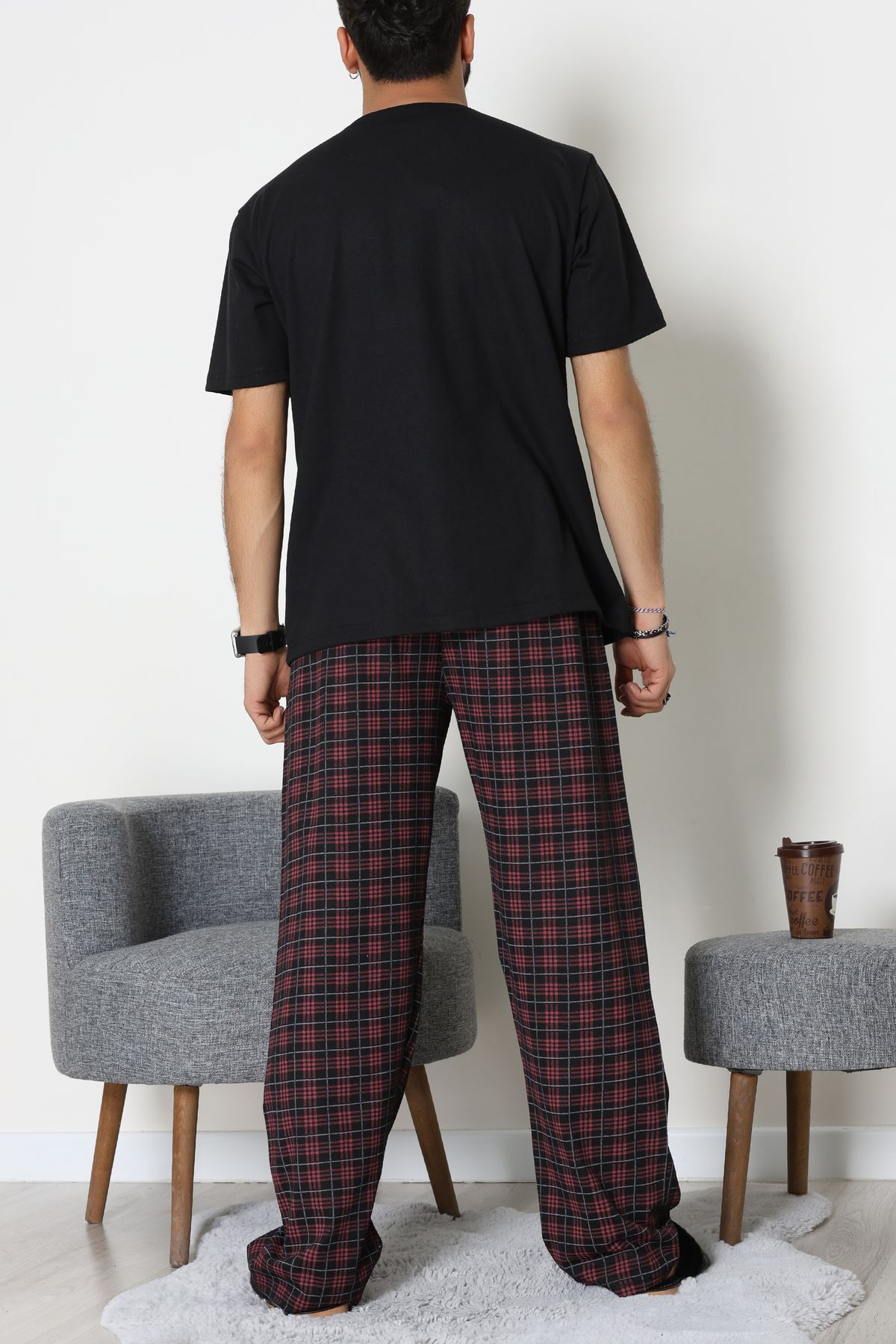 Ön Ve Arka Baskılı Süprem Erkek Pijama Takımı Siyah - 70862.1961.