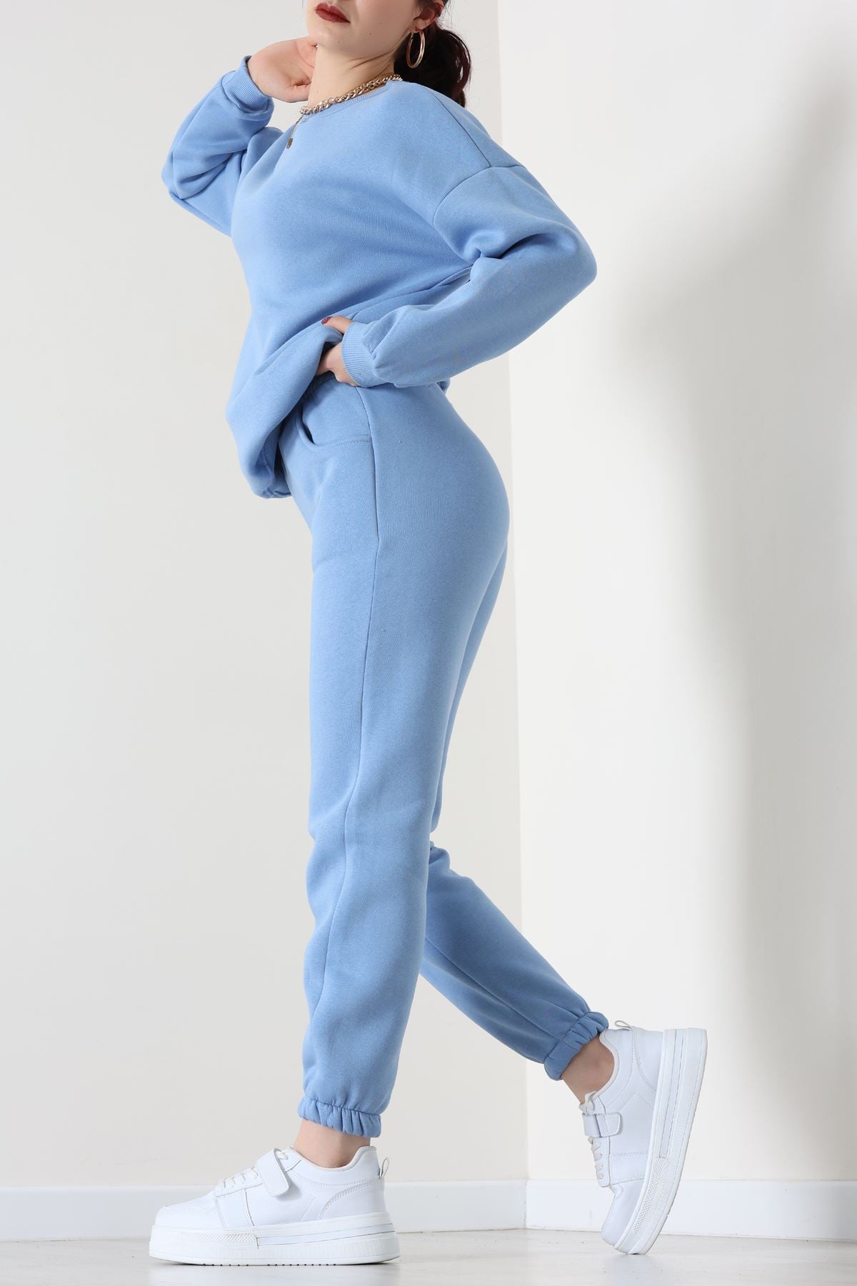 3 İplik Bisiklet Yaka Eşofman Takımı Bebemavi - 20779.1878.