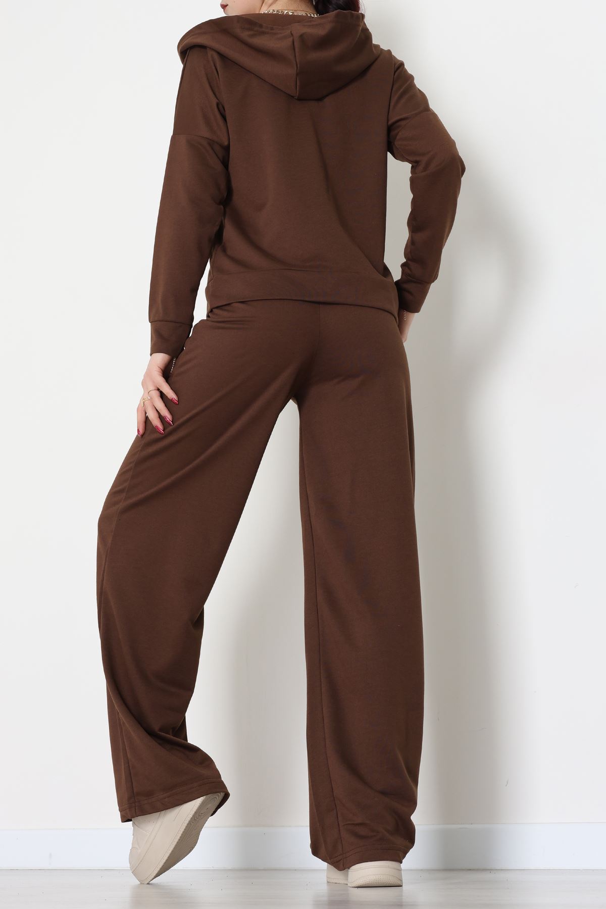 Kruvaze Yaka Kapşonlu Takım Kahve - 30094.1857.