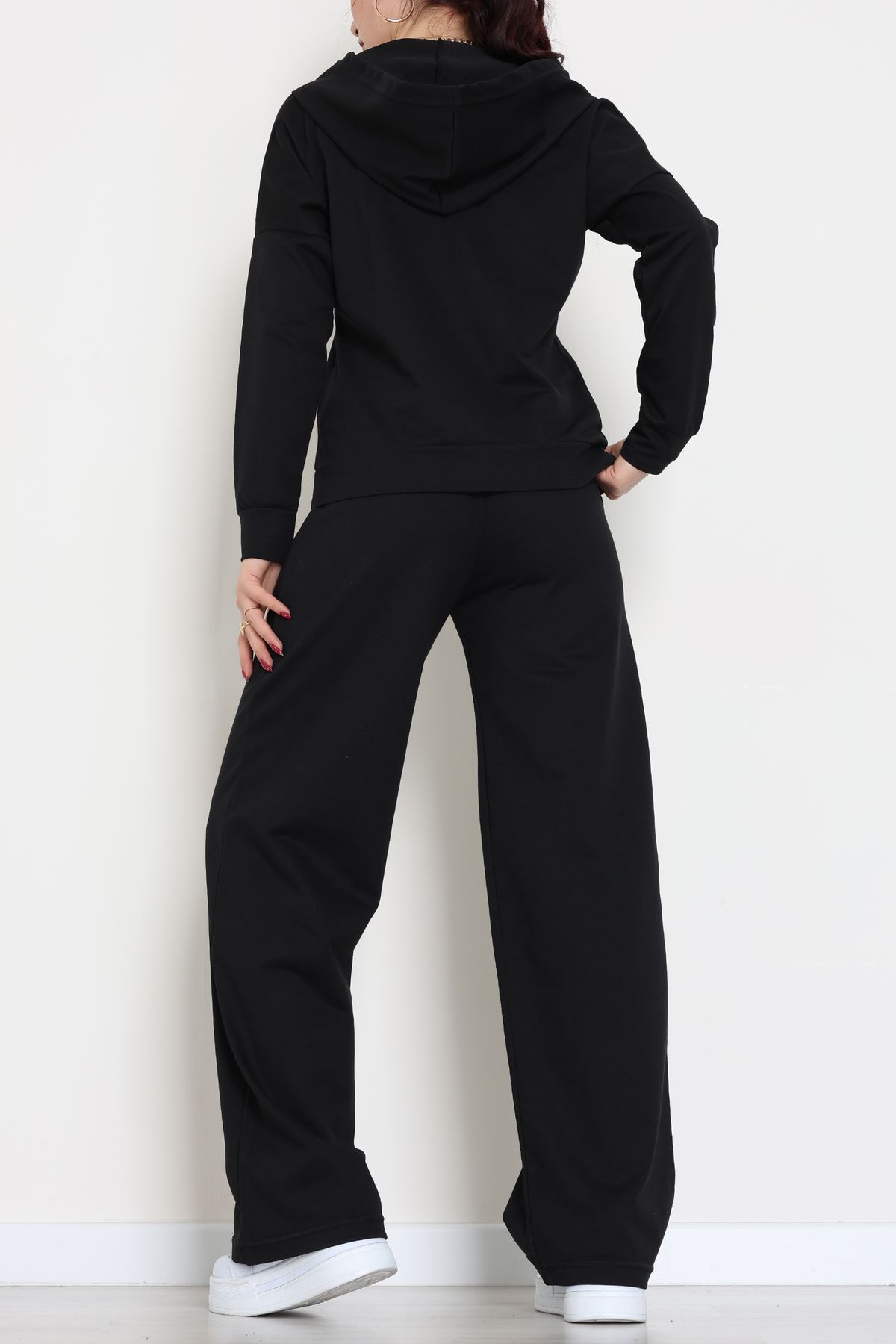 Kruvaze Yaka Kapşonlu Takım Siyah - 30094.1857.