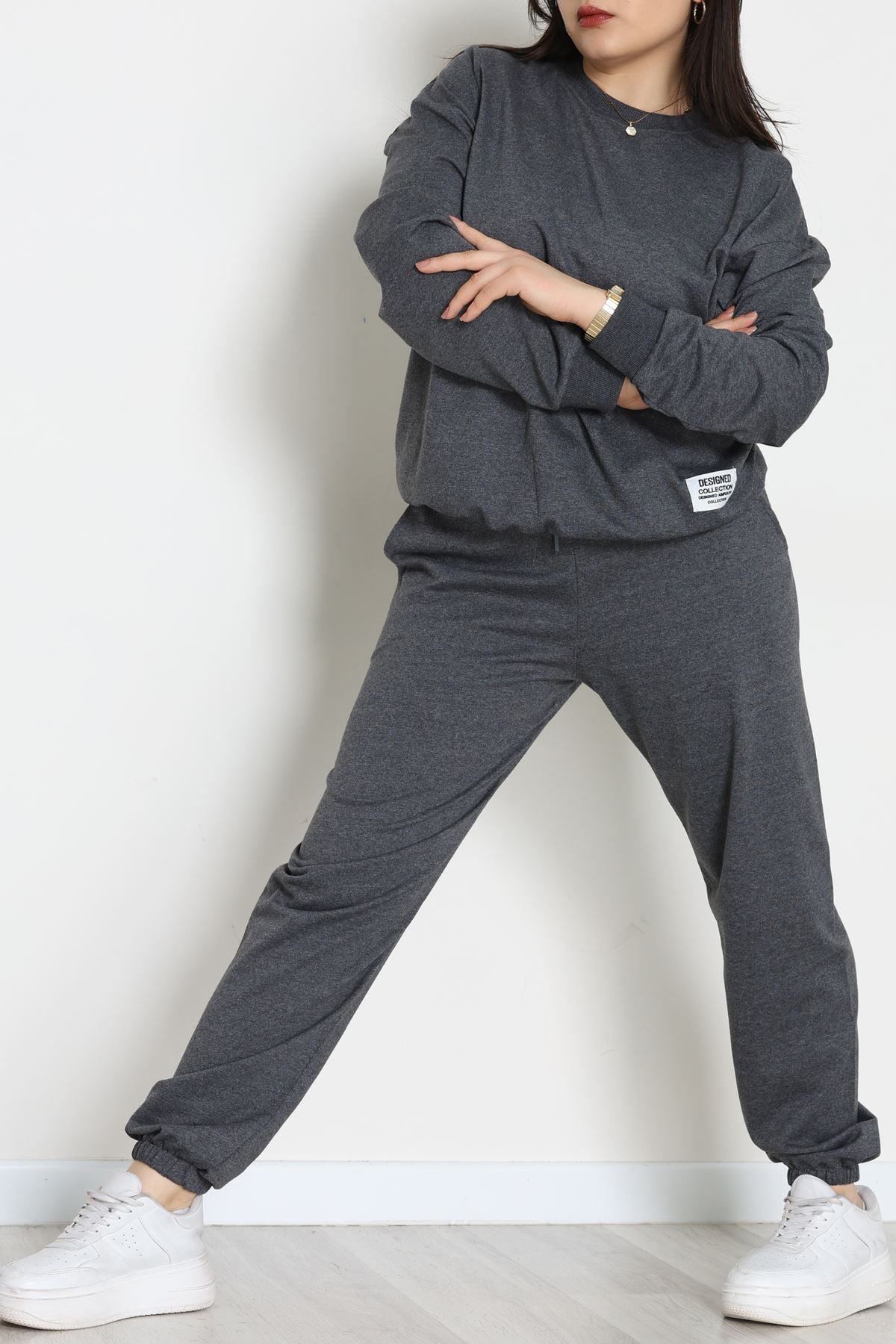 2 İplik Büyük Beden Eşofman Takımı Füme - 50795.1857.