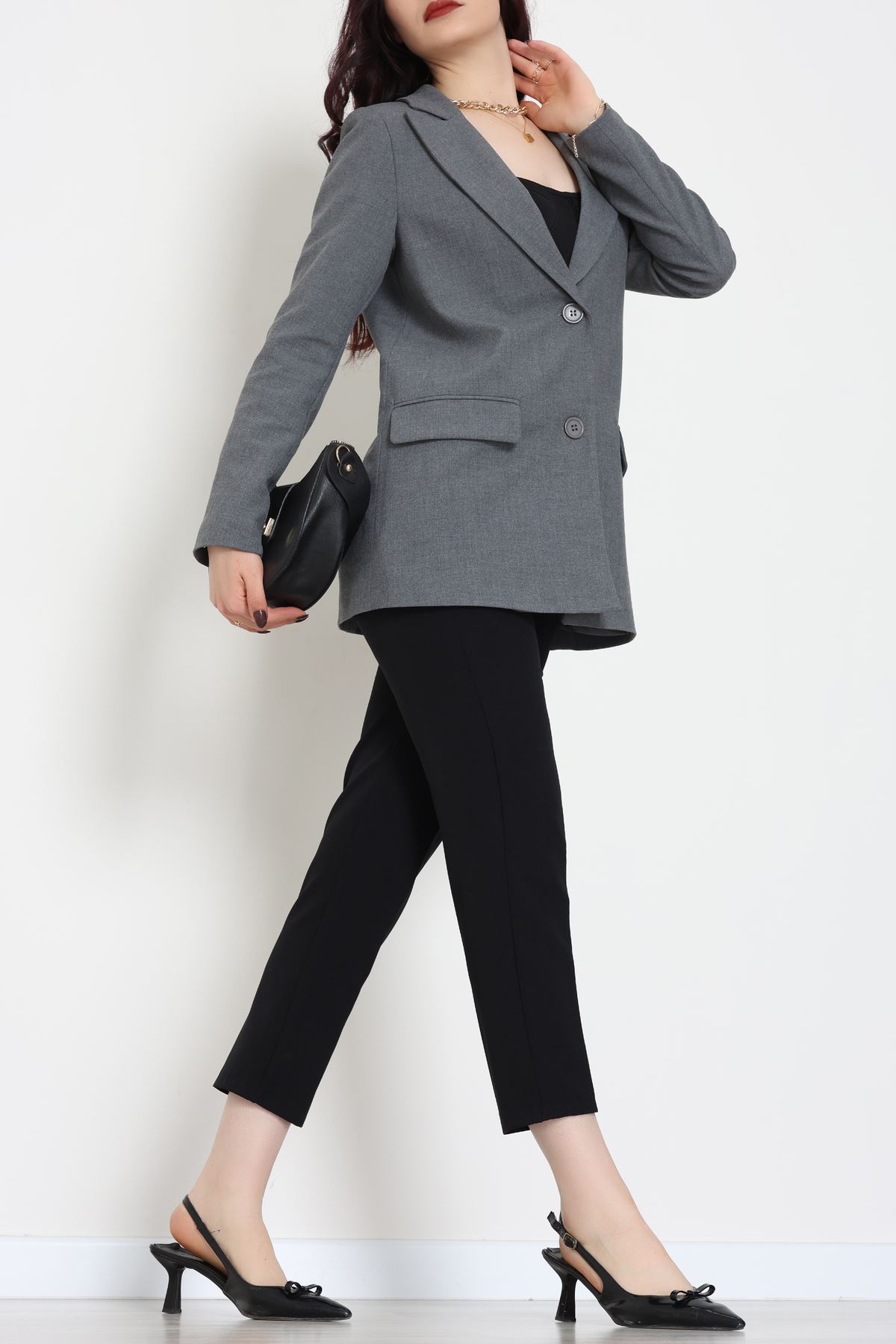 Astarlı Poliviskon Blazer Ceket Antrasit - 31823.1397.