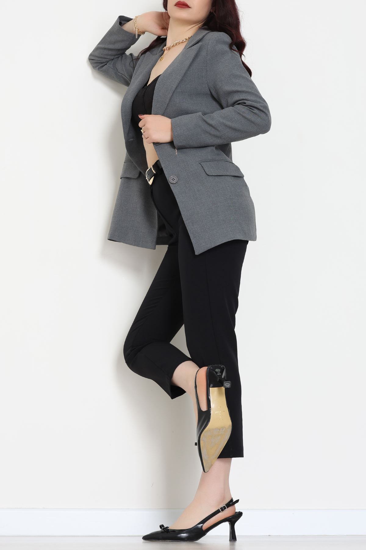Astarlı Poliviskon Blazer Ceket Antrasit - 31823.1397.