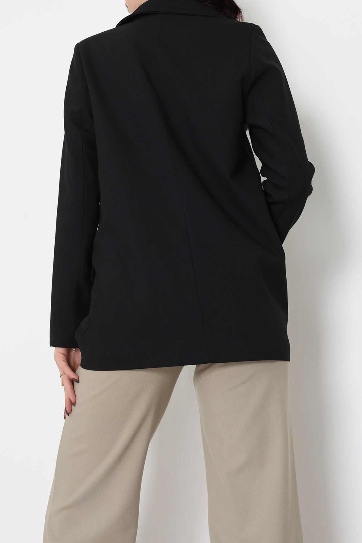 Astarlı Poliviskon Blazer Ceket Siyah - 31823.1397.