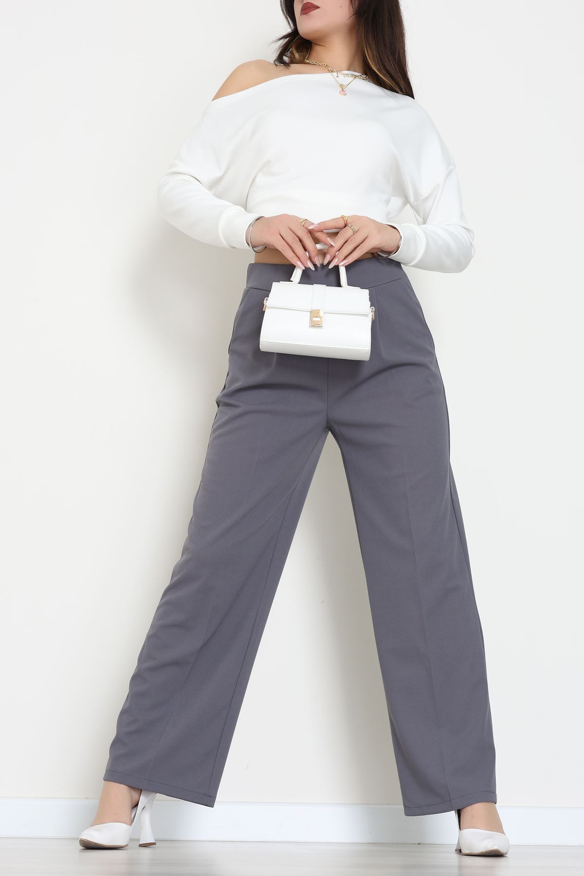 İthal Scuba Krep Lastikli Pantolon Antrasit - 51234.1397.